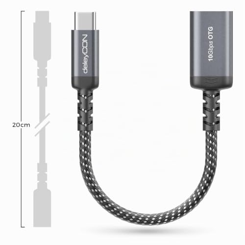 Detalle de deleyCON Adattatore USB-C a USB-A OTG 10 Gbit/s, ricarica 18 W, confezione da 2