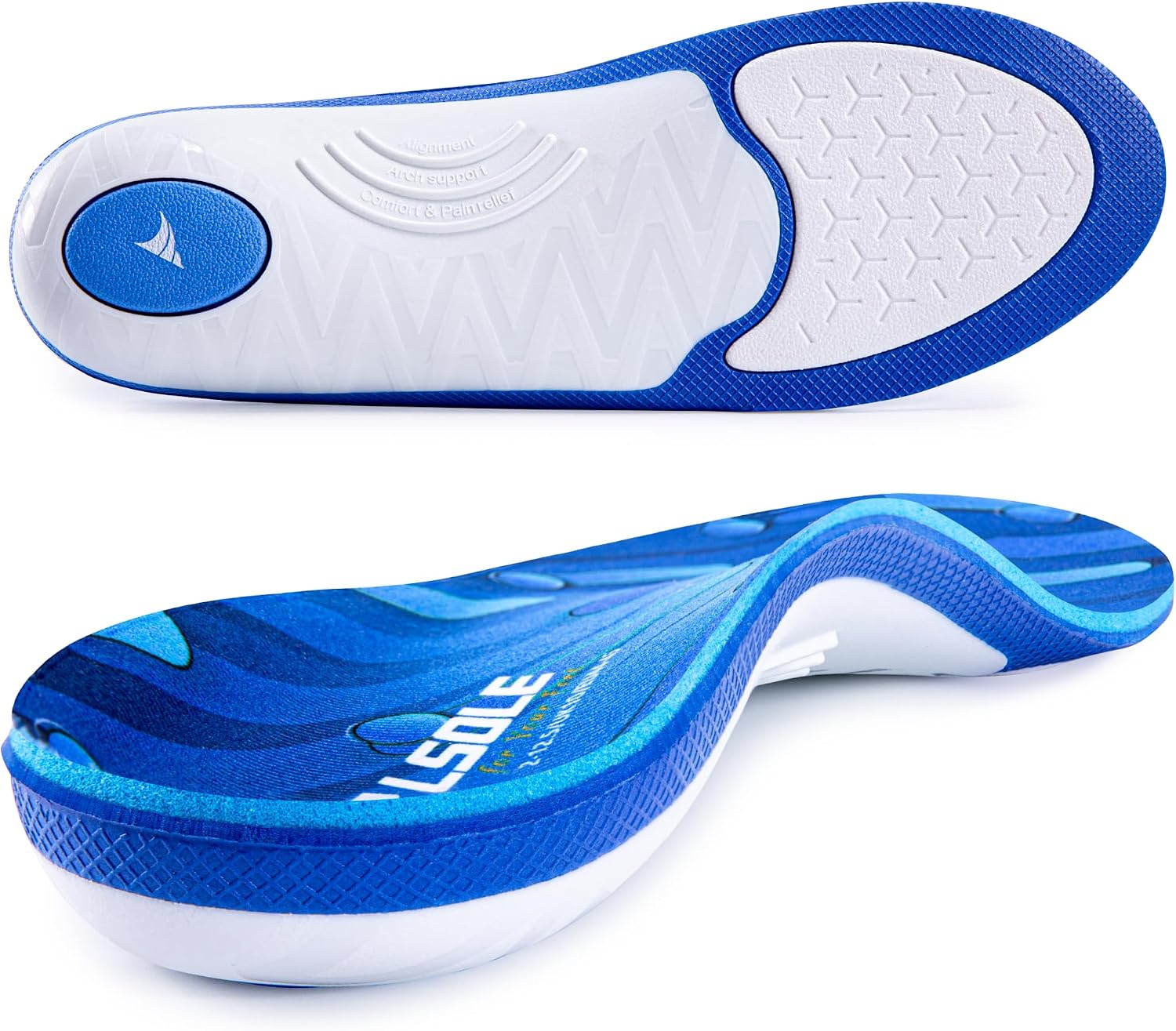 Detalle de VALSOLE Heavy Duty Orthotic Insoles, 250+ lbs Arch Support, Blue