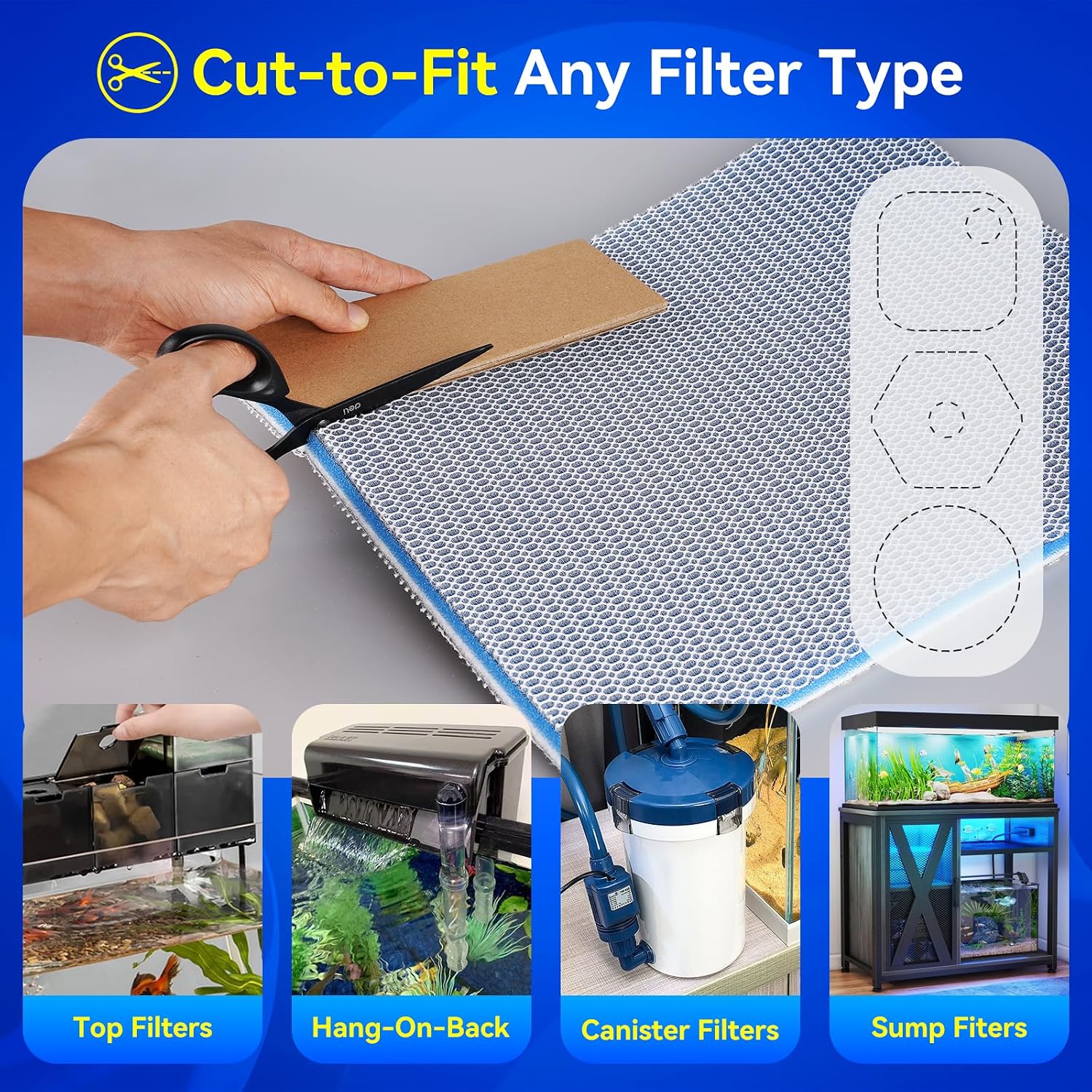 Thumbnail 6 de Aquarium Filter Media Sponge Pad, 40 x 30 x 1.5 cm