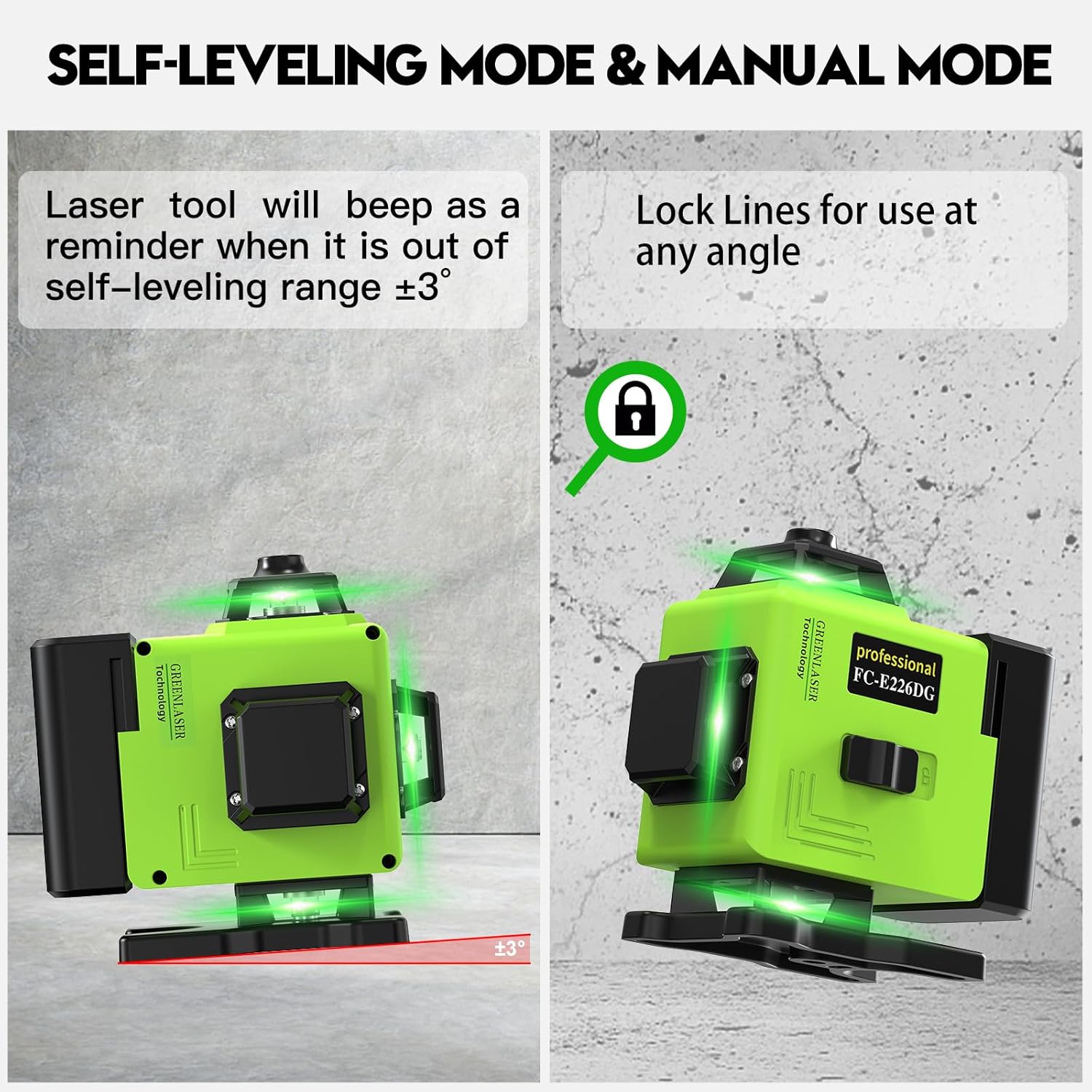 Thumbnail 2 de Livella Laser 4D verde a 16 linee 4×360° – autolivellante e luminosità regolabile, con telecomando e accessori