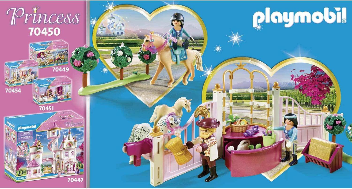 Detalle de PLAYMOBIL Princess 70450 Reitunterricht im Pferdestall – Prinzessin Pina, Stall & Zubehör, ab 4 Jahren
