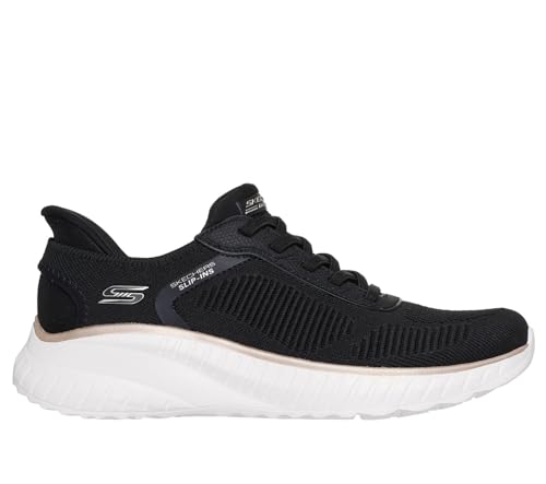Detalle 2 de Skechers Femme Bobs Squad Chaos Current Muse Slip-In ENTRAINEUSE – Black/Gold Textile, 39 EU