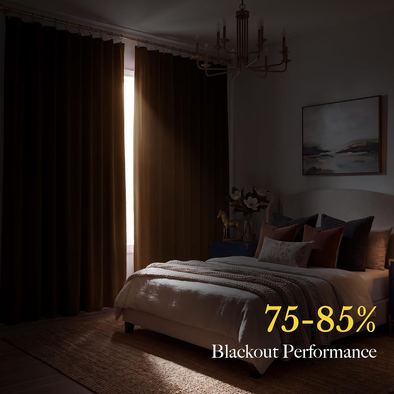 Thumbnail 5 de RYB HOME Burnt Orange Velvet Curtains (52" W x 90" L) – 2 Panels, Room Darkening & Thermal Insulation