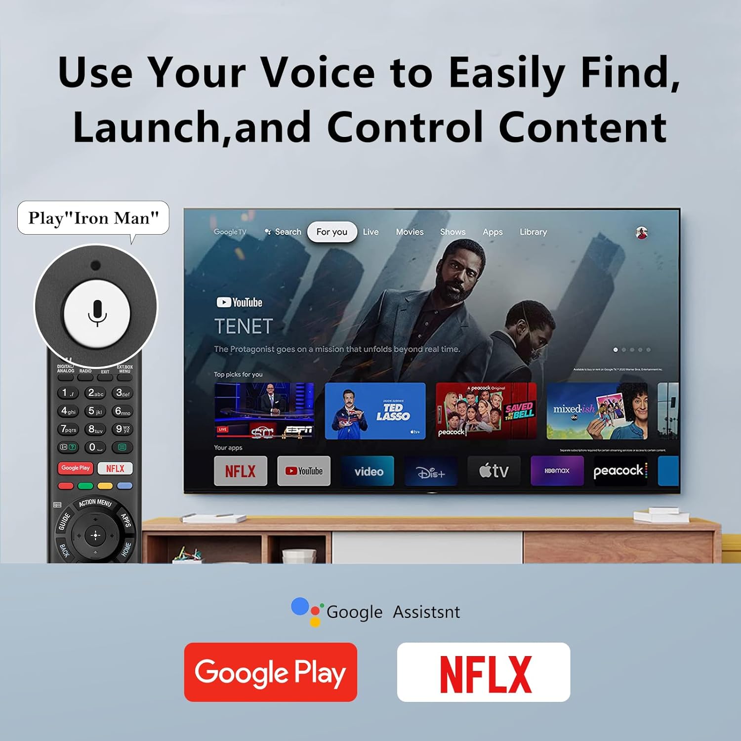 Detalle 2 de Voice Replacement Remote Control for Sony TVs 1-Year Warranty