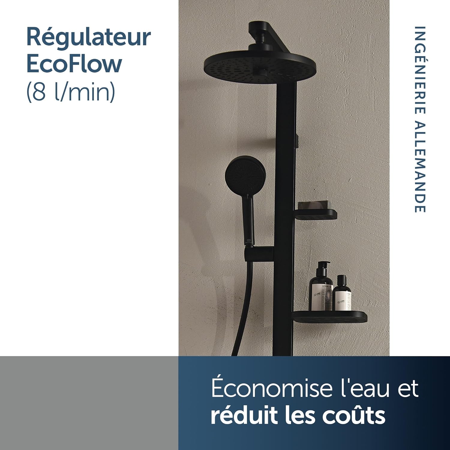 Thumbnail 2 de Ideal Standard Idealrain Alu+ Douchette multi-fonctions – Noir Mat, économie d’eau