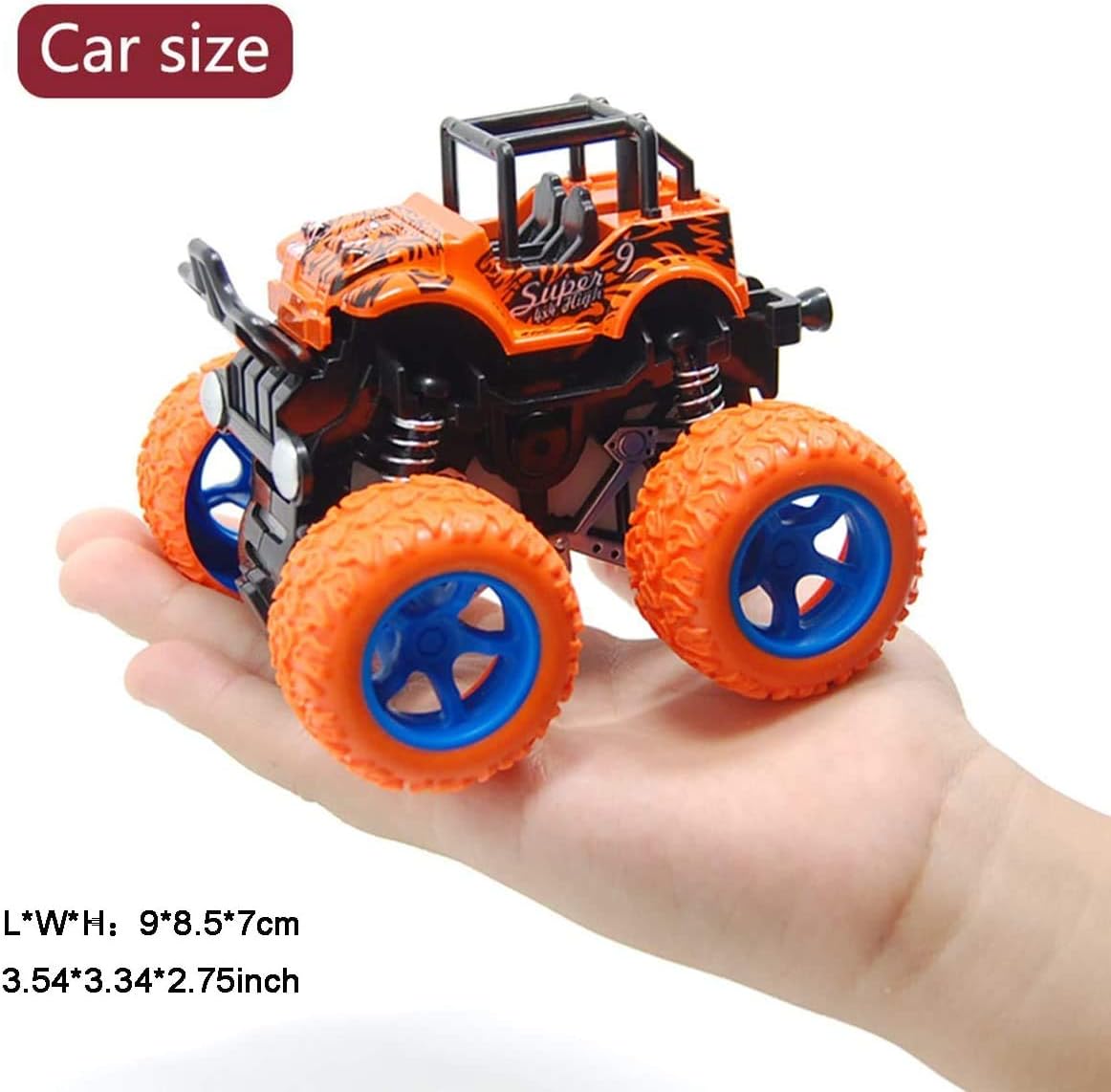 Detalle de ANAOER 4 Pack Monster Trucks: Friction-Powered Pull-Back Toys for Toddlers and Kids