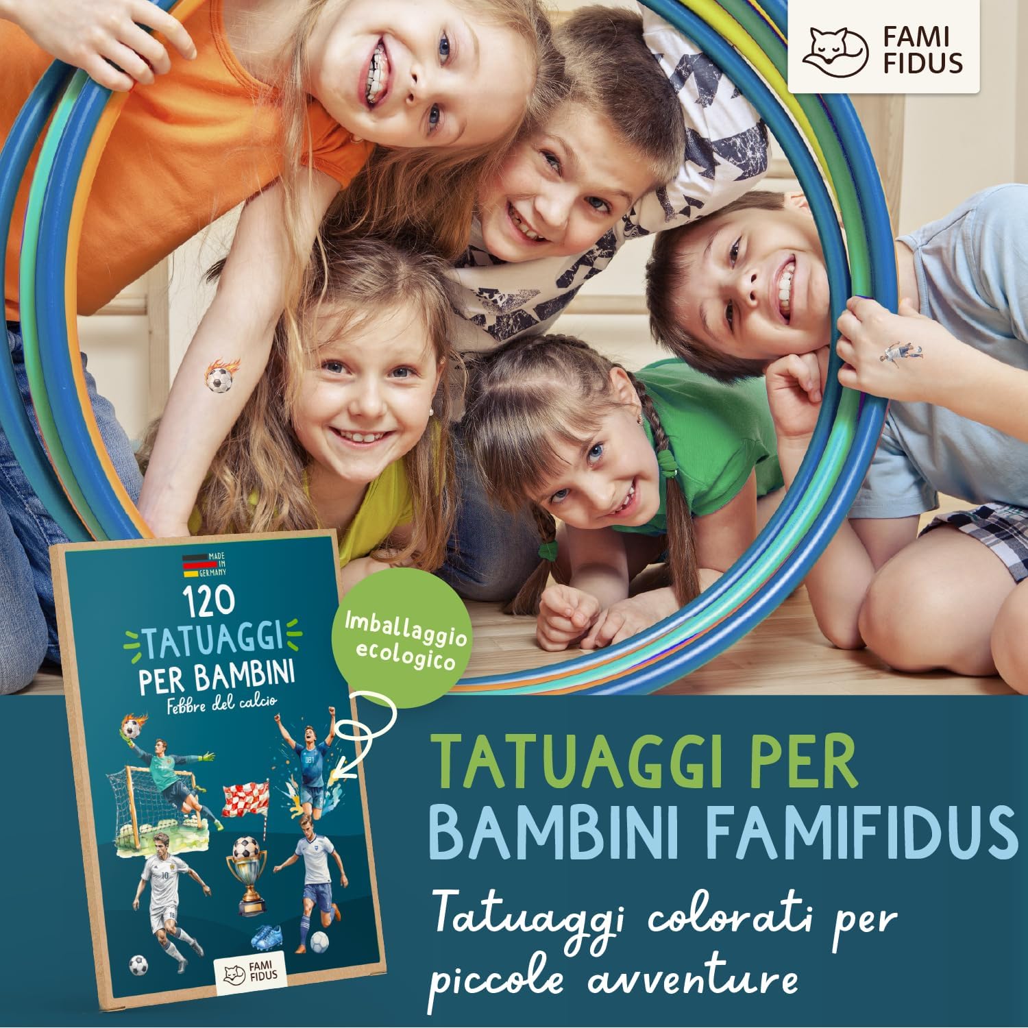 Thumbnail 6 de Famifidus 120 tatuaggi temporanei per bambini, set skin-friendly per feste e compleanni