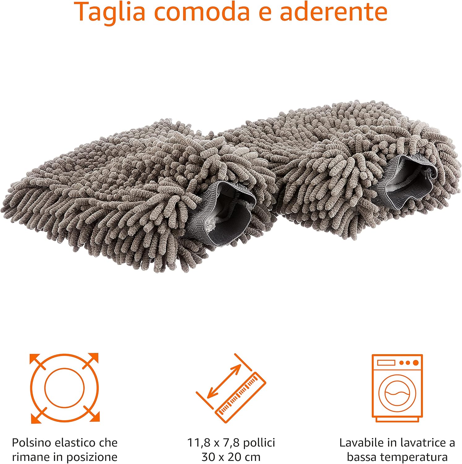 Detalle 2 de Amazon Basics Guanti Deluxe in microfibra per la pulizia dell'auto, confezione da 2 (30 x 20 cm) Grigio Scuro