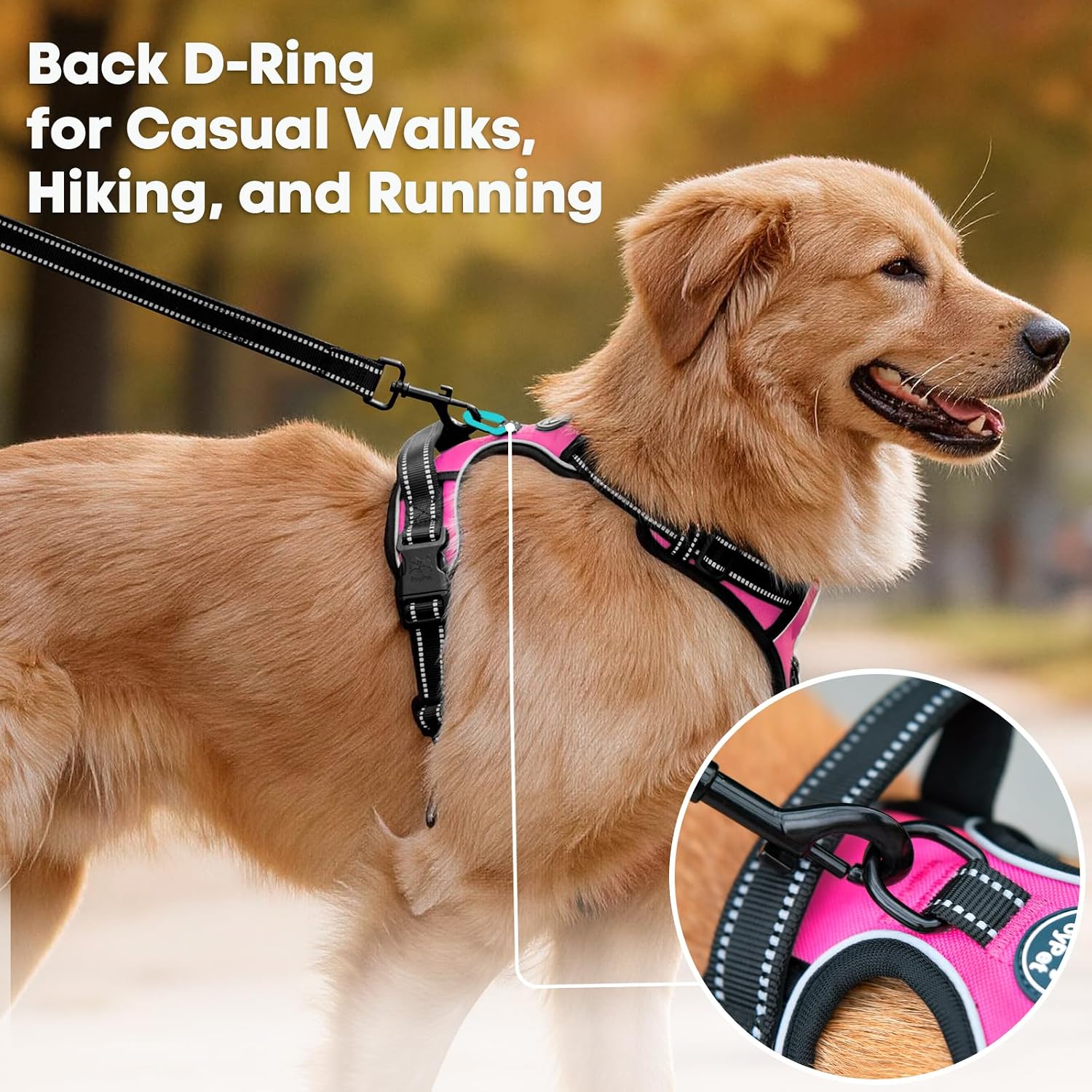 Detalle 2 de PoyPet No Pull Dog Harness – Reflective Vest with Dual Leash Attachments and Easy Control Handle