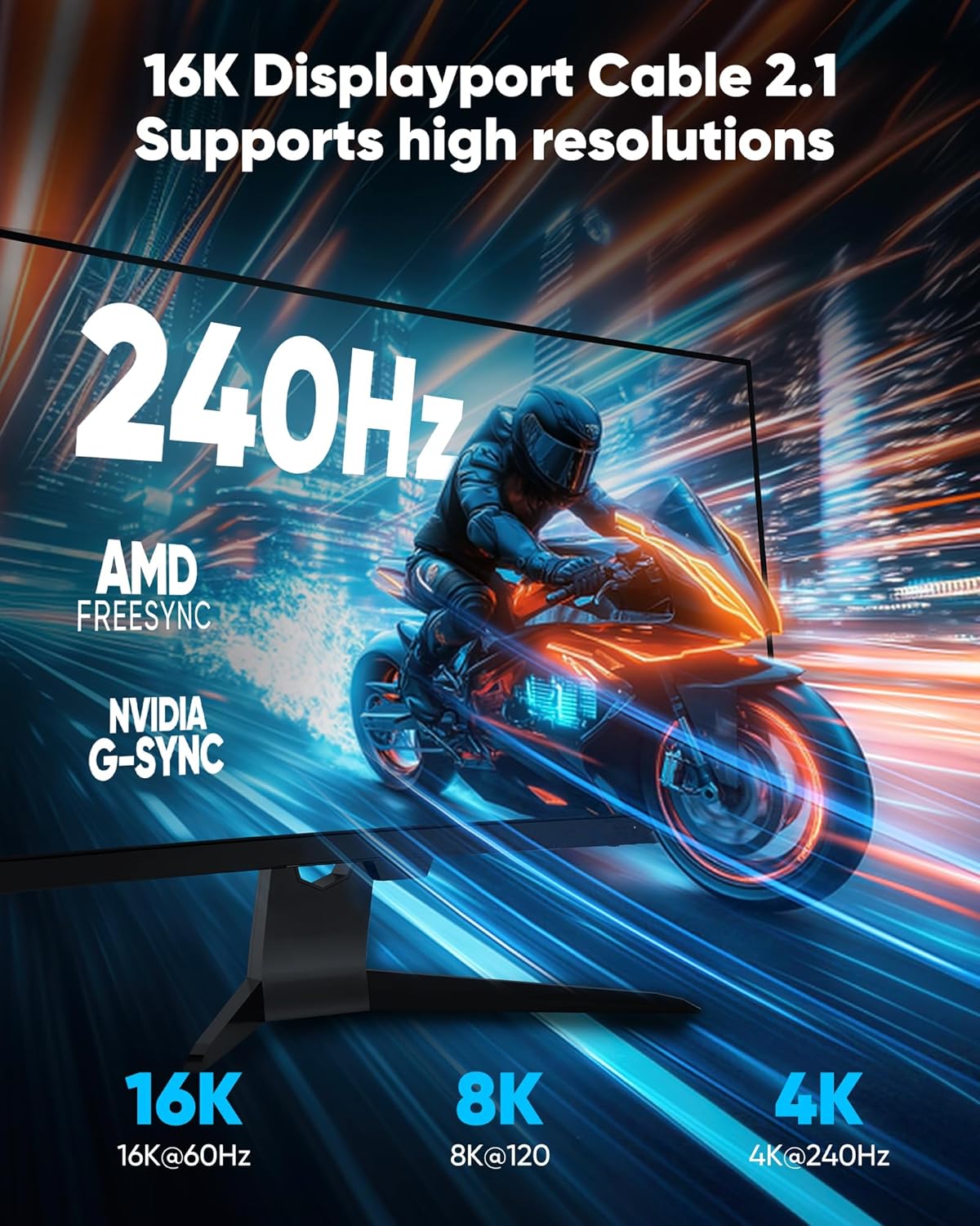 Thumbnail 3 de Highwings 80Gbps DisplayPort 2.1 Cable 10ft