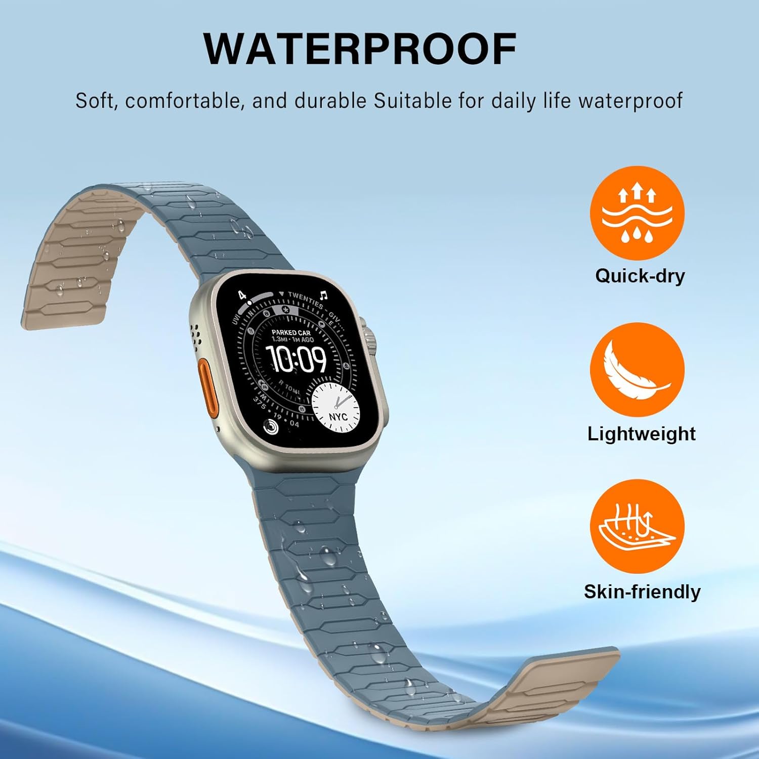 Thumbnail 5 de Sixmoat Magnetic Band for Apple Watch – Cloud Blue-Apricot (42–49mm)