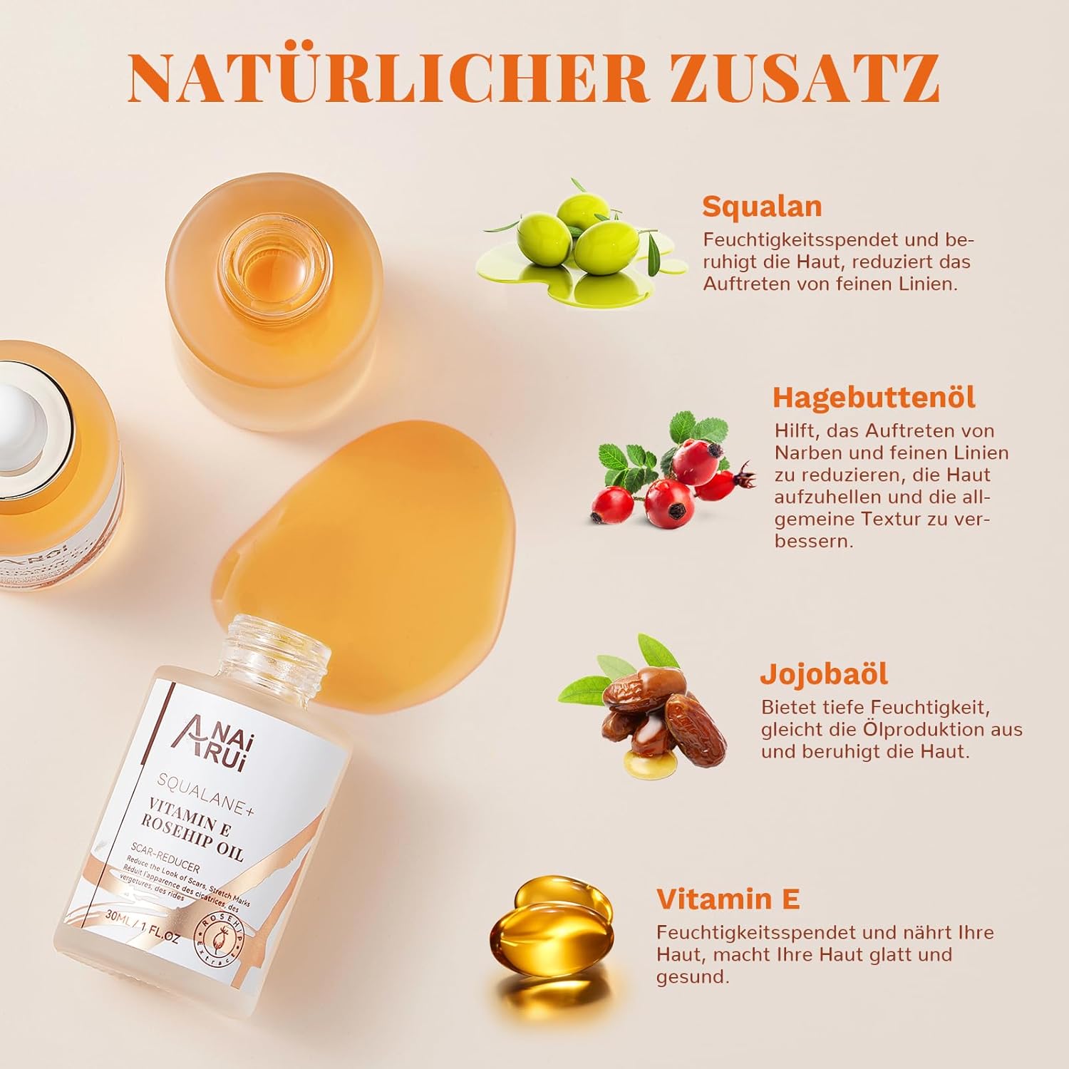 Detalle de Hagebuttenöl Bio 30 ml für Gesicht
