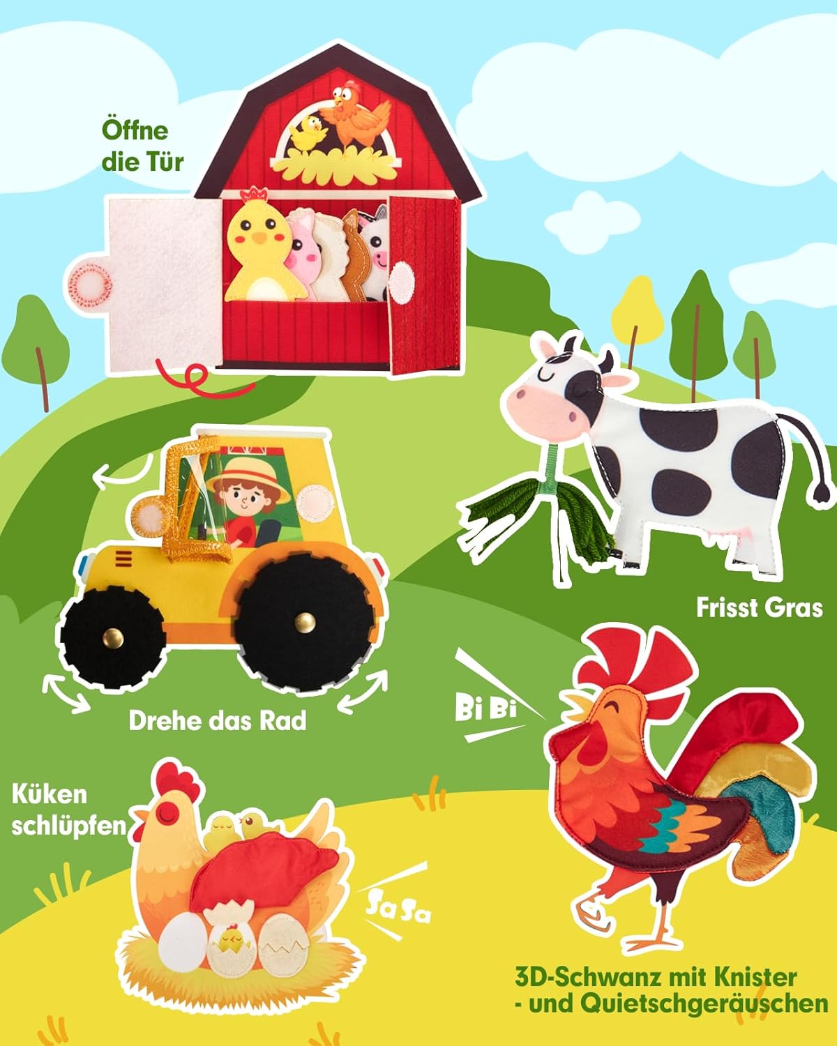 Thumbnail 6 de Hahaland Montessori Quiet Book Bauernhof – Quietbook für 1 Jahr