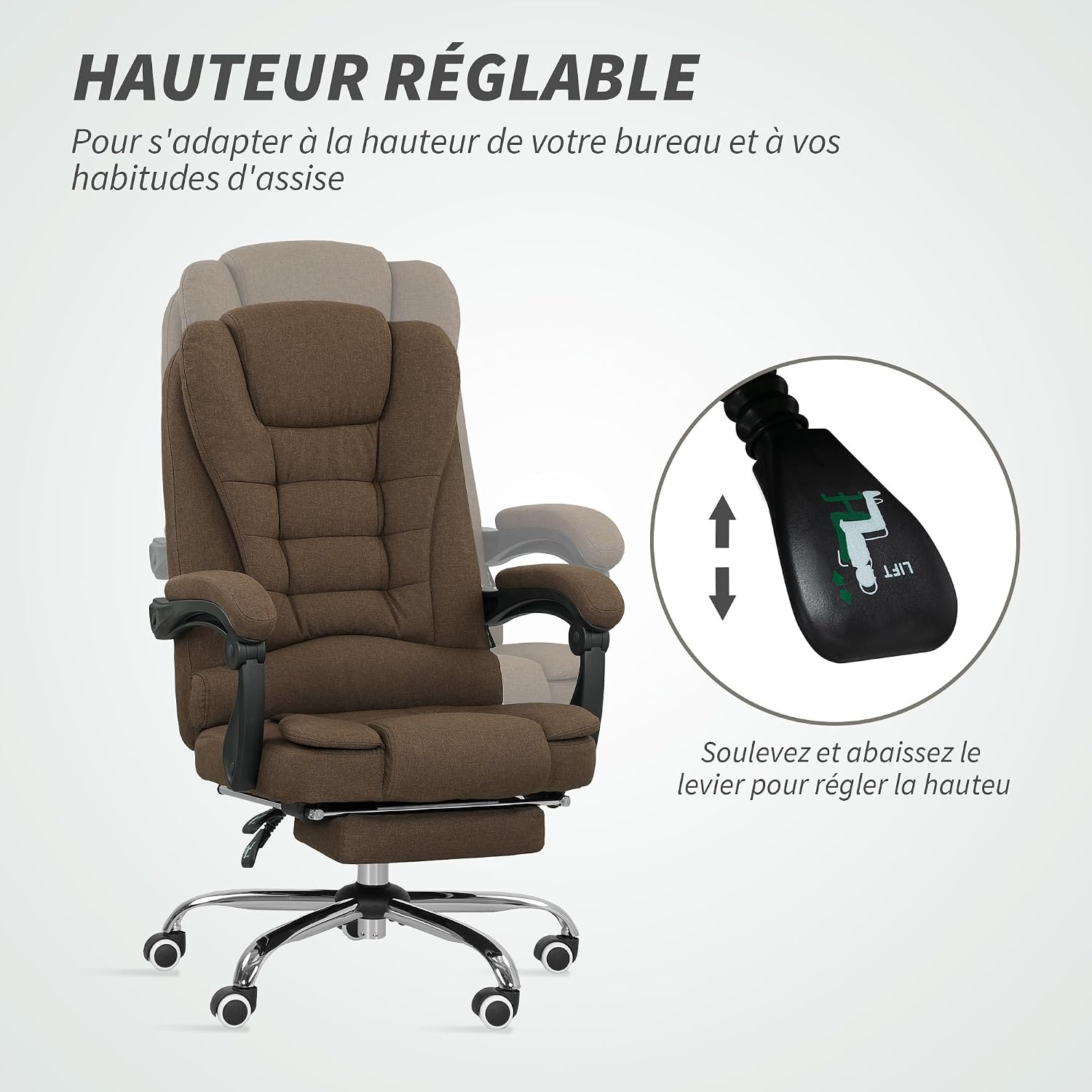 Detalle 2 de Vinsetto fauteuil de bureau ergonomique 120 kg