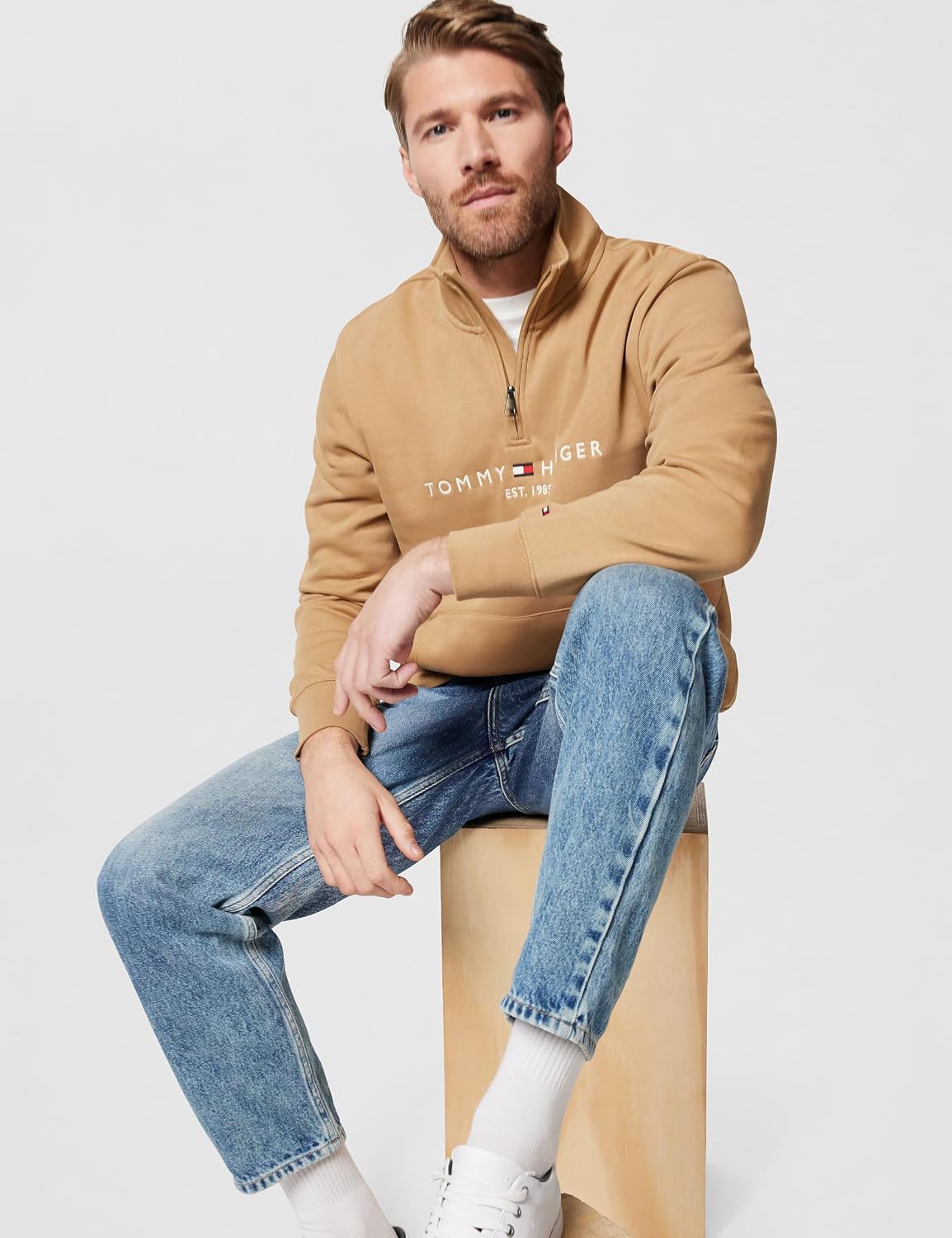 Detalle de Tommy Hilfiger Felpa con zip uomo Zip Mockneck Mezza Zip