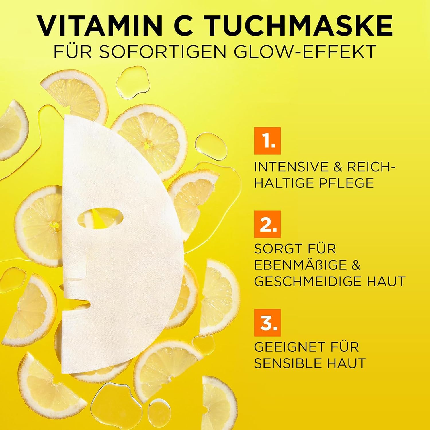 Detalle 2 de Garnier SkinActive Feuchtigkeitsspendende Tuchmaske – Hyaluronsäure & Vitamin C, 5er-Pack