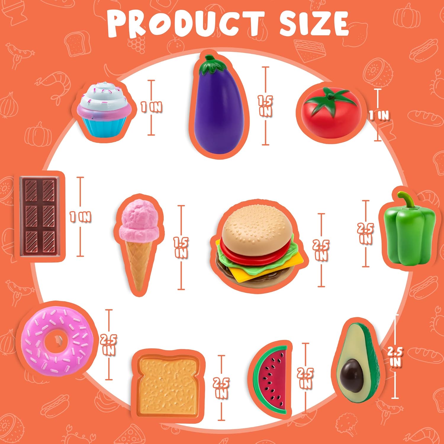 Thumbnail 4 de JOYIN 50-piece Play Food Set for Kids – plastic pretend kitchen accessories with fruits, vegetables & desserts