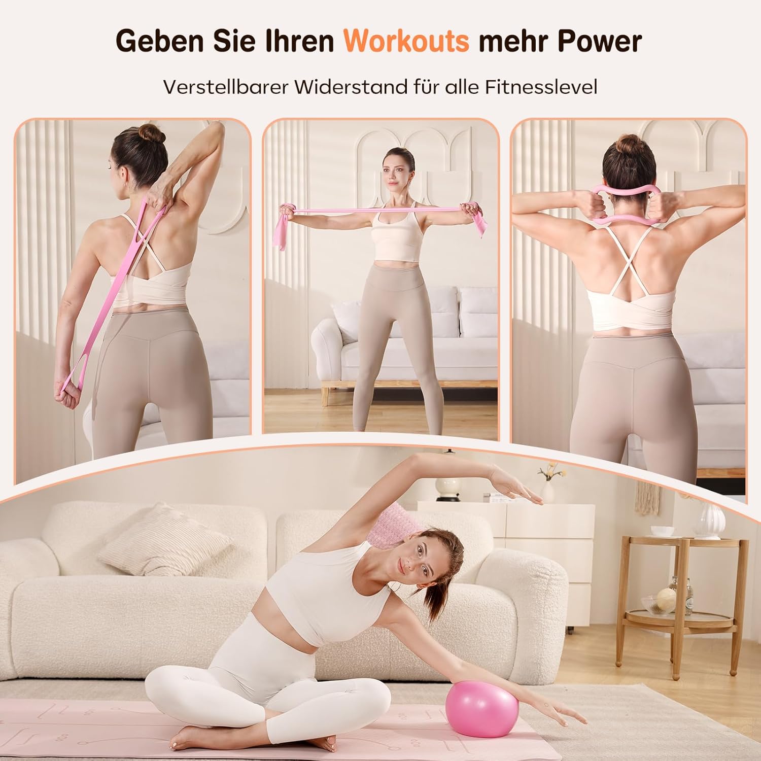 Thumbnail 4 de Vanlgs Pilates Kit 13-teiliges Home-Workout-Set mit Pilates-Ring, Ball & Widerstandsbändern (für Anfänger)