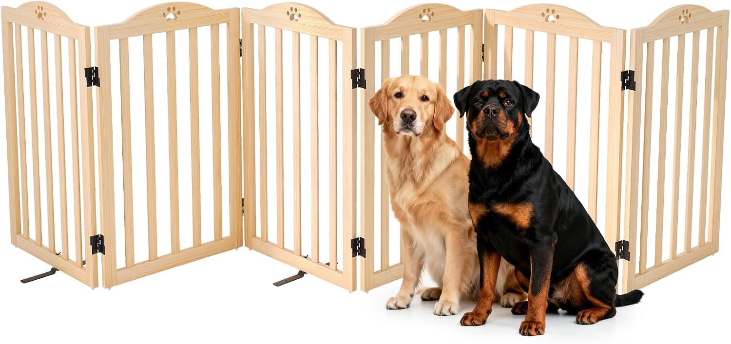 Detalle de YOCAN freestanding wood dog gate, 31.5-inch