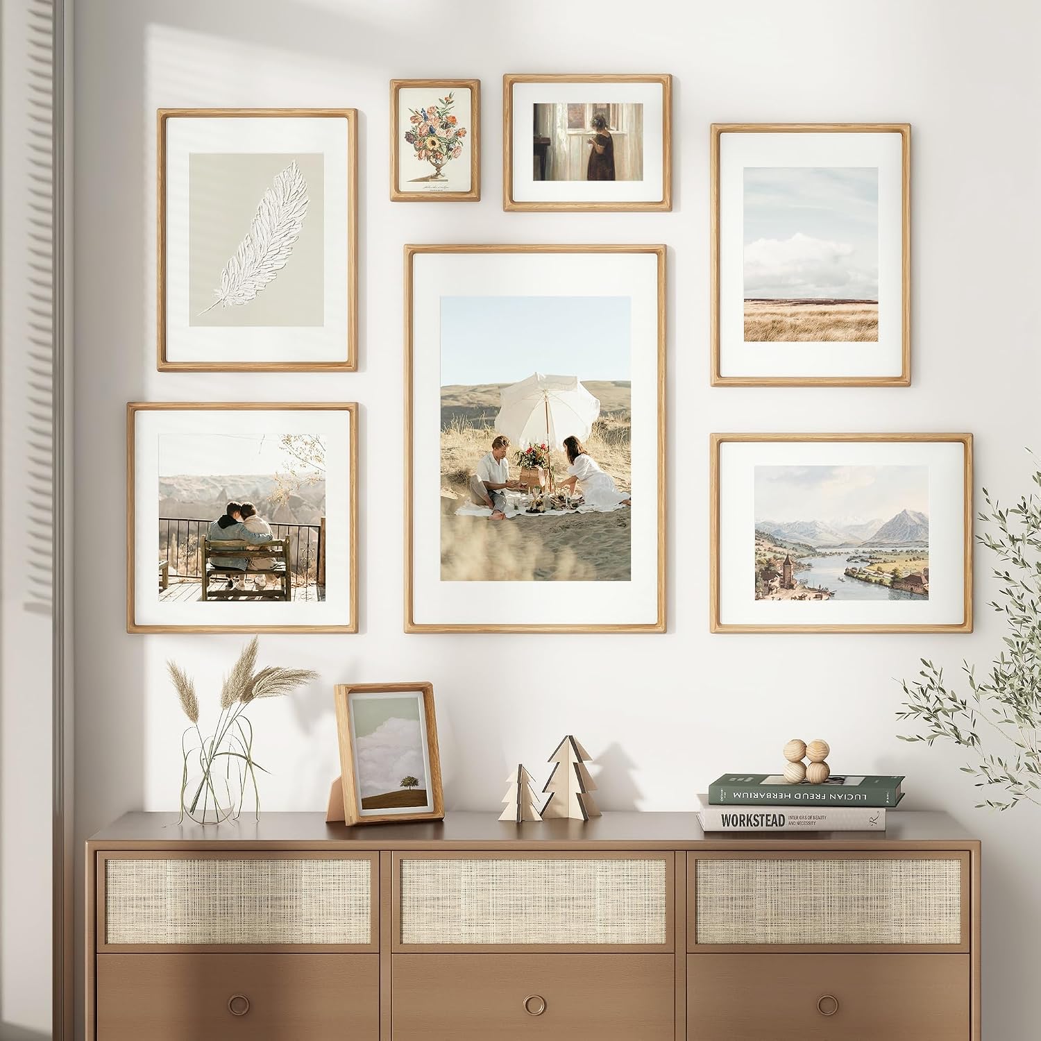 Thumbnail 2 de Fun Memories 18 x 24 Oak Wood Picture Frame, Tempered Glass, 16 x 20 Mat
