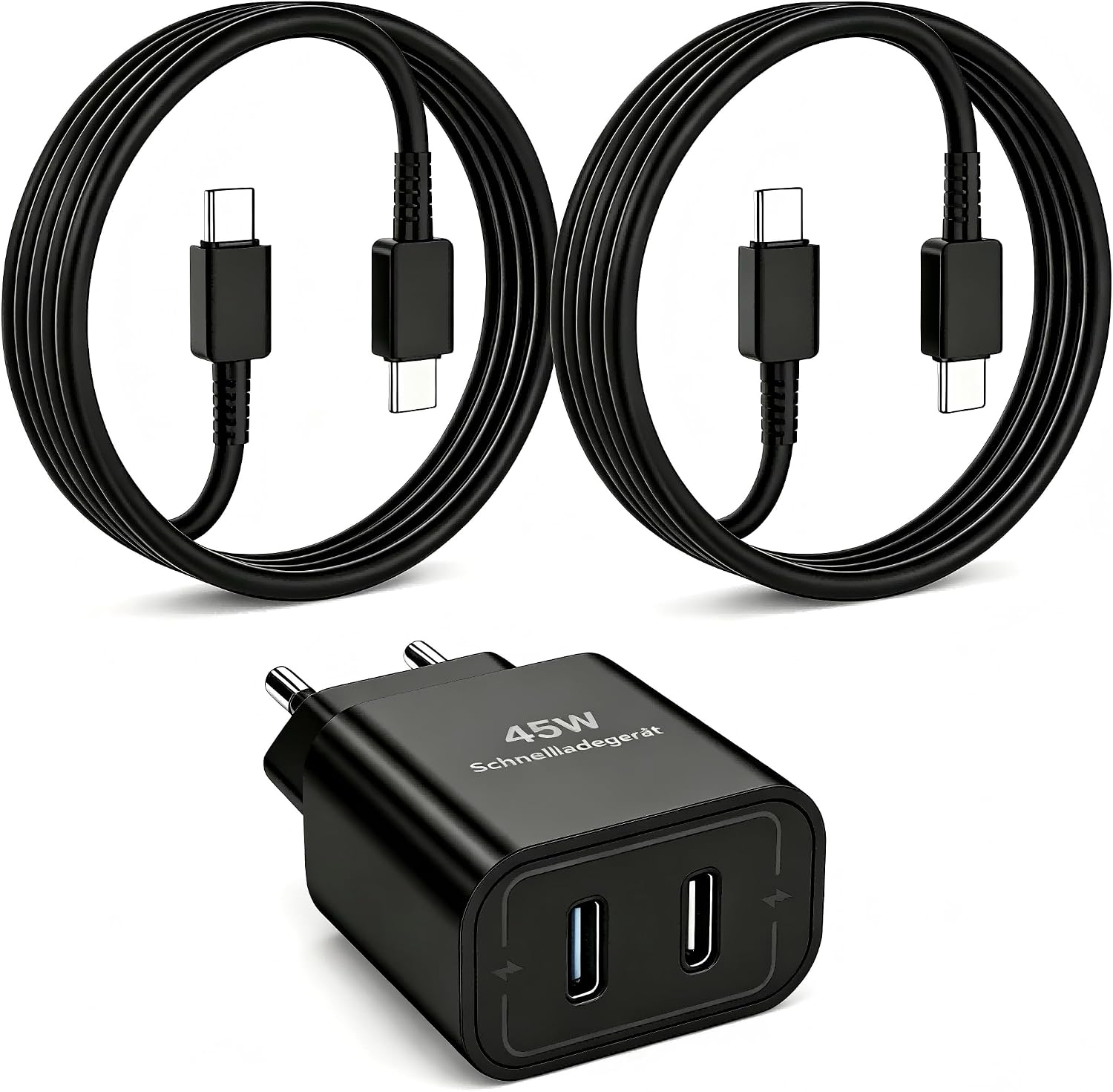 Thumbnail 6 de 45W Dual-Port USB‑C Ladegerät mit 2× 2 m Kabeln – Schnellladen für iPhone 17/16/15 Serie und mehr
