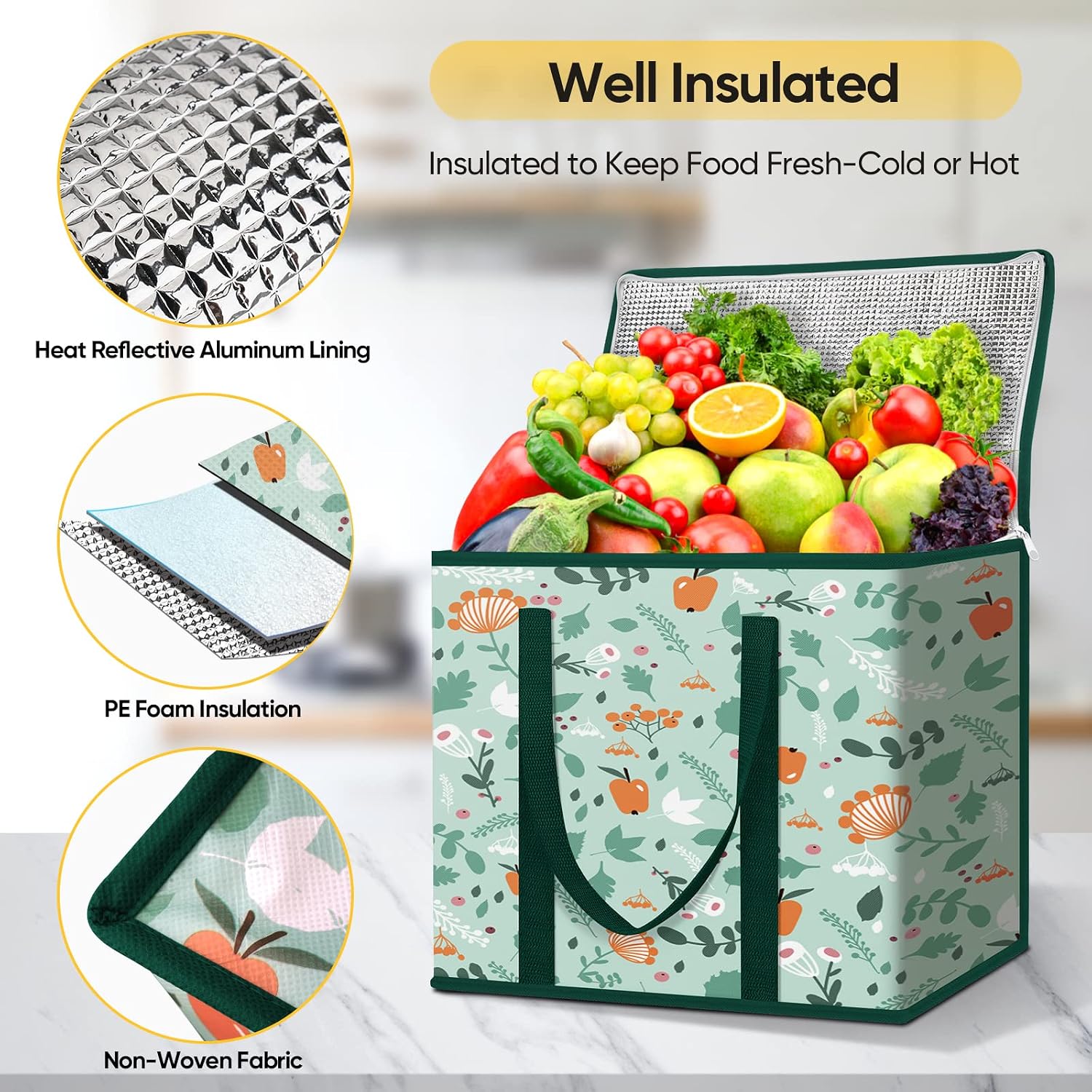 Detalle 2 de BALEINE 2Pk Insulated Reusable Grocery Bags
