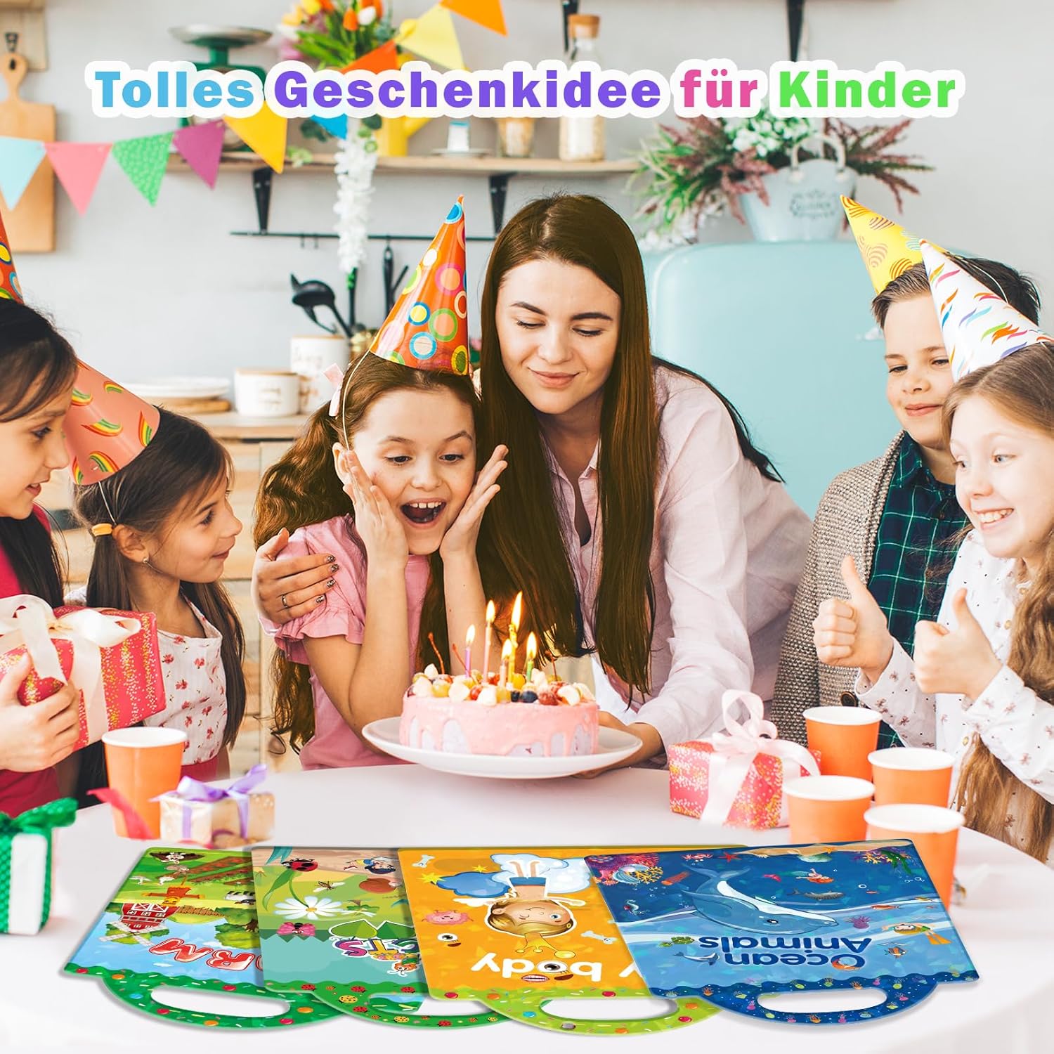 Thumbnail 5 de GUYUCOM 4er Stickerbuch-Set ab 2–6 Jahren (Meerestiere, Körperteile, Insekten & Bauernhof)