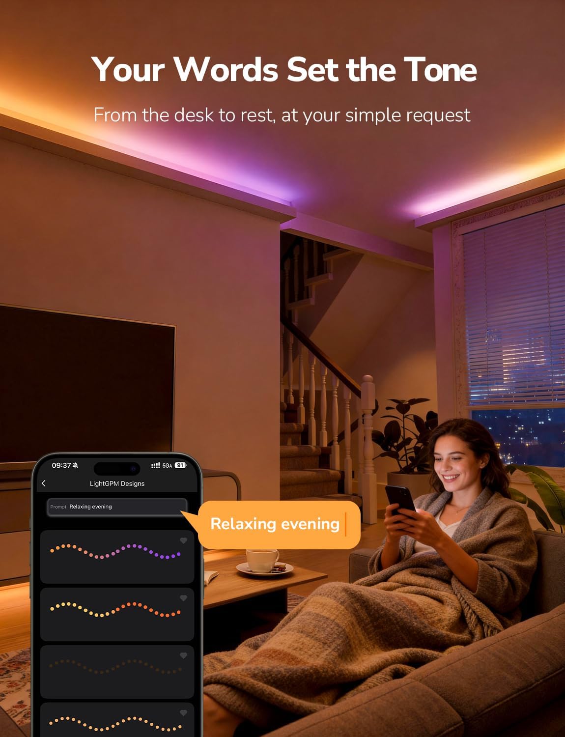 Detalle de Lepro S1 AI RGBIC LED Strip, Wi-Fi, Bluetooth and Music Sync
