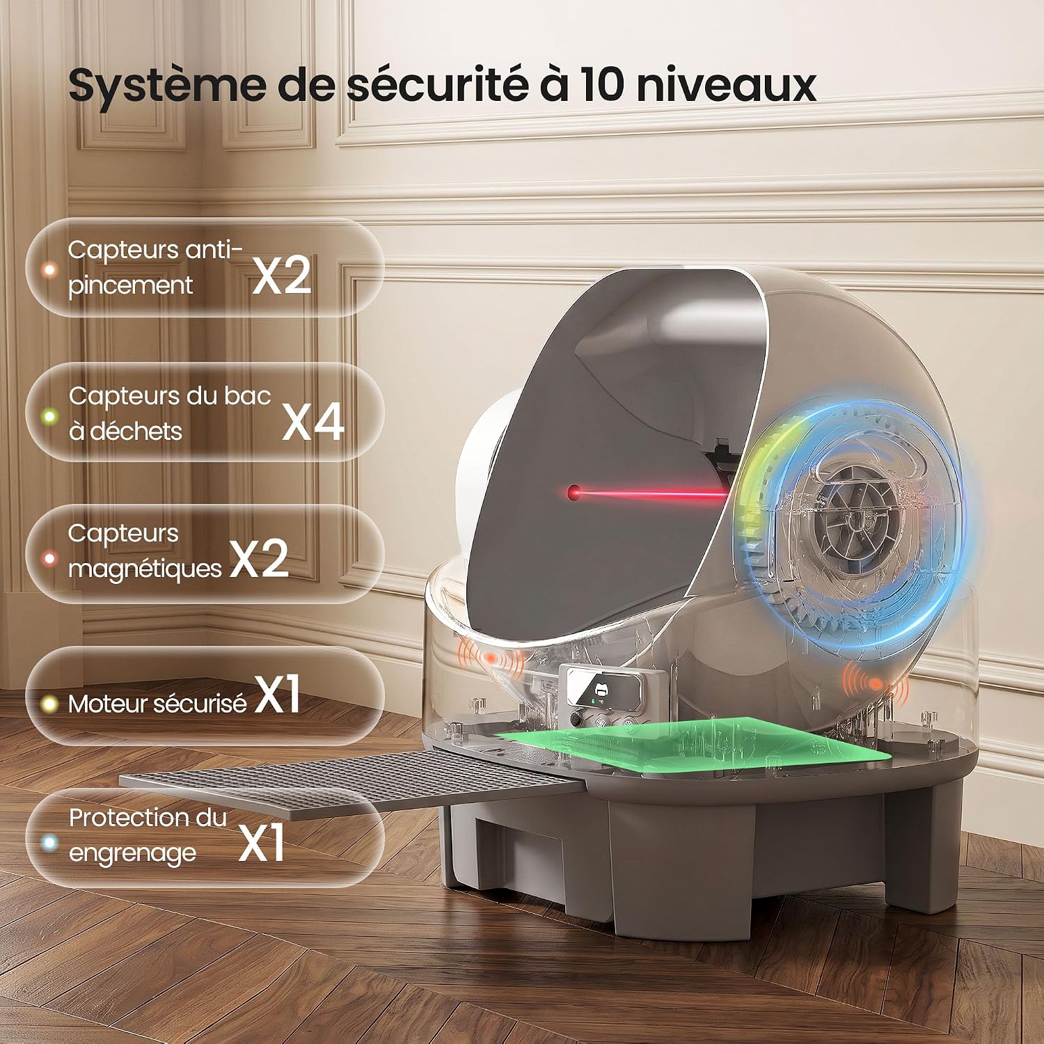 Thumbnail 1 de JUMMICO Litiere Auto Nettoyante XXL – Pilotage par appli, 12 L, 6 capteurs et ouverture ouverte