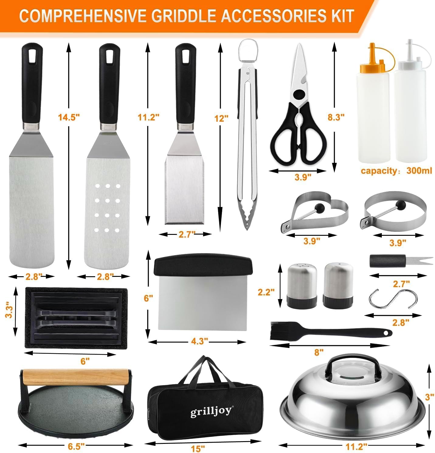 Detalle 2 de grilljoy CM-C6-B-3 38-Piece Griddle Accessories Kit with Burger Press