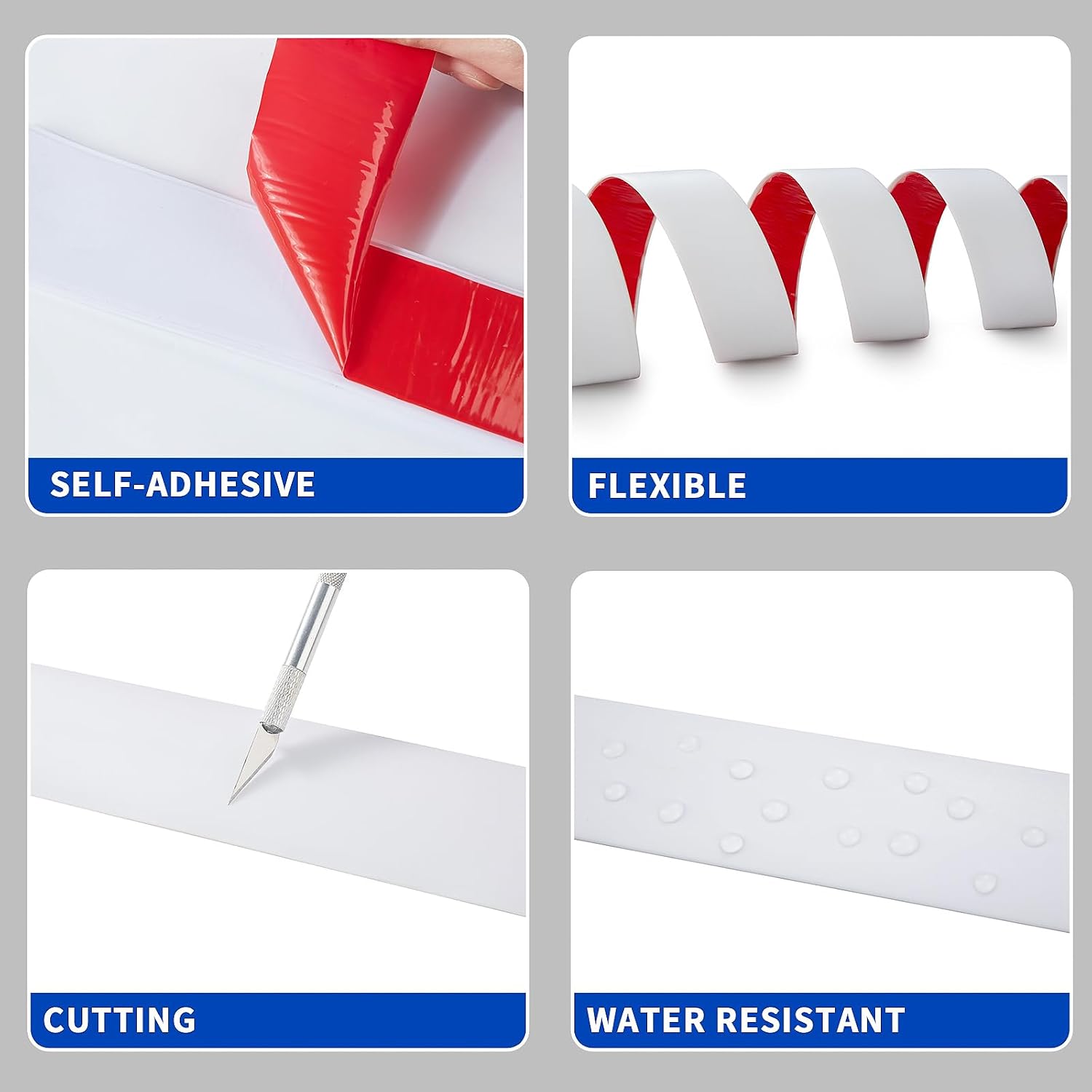 Detalle de 2M PVC Laminate Flooring Threshold Transition Strip, White (7.6cm) – Self-Adhesive Door Bar for Doorways