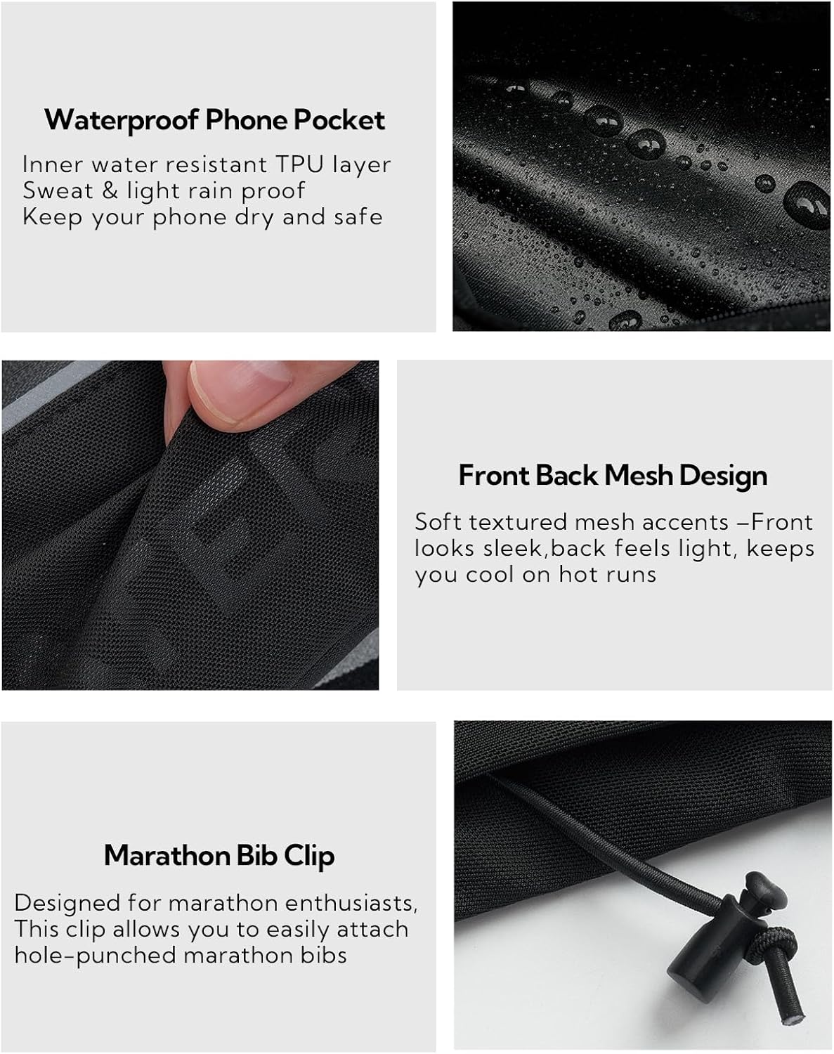 Thumbnail 6 de WATERFLY Laufgürtel für Handy – 3 Taschen, verstellbarer Hüftgurt, Startnummernband