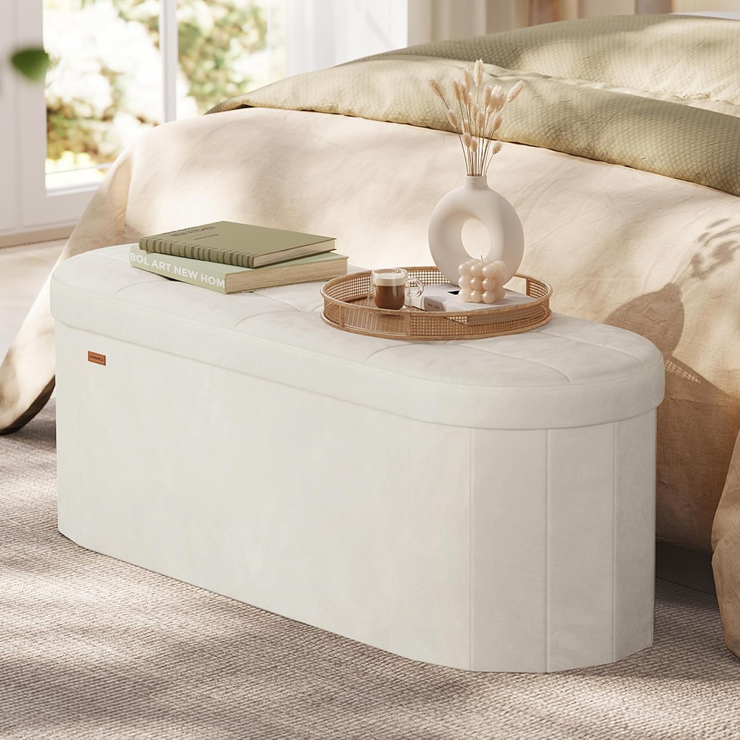 Detalle 2 de SONGMICS Folding Storage Ottoman, Velvet