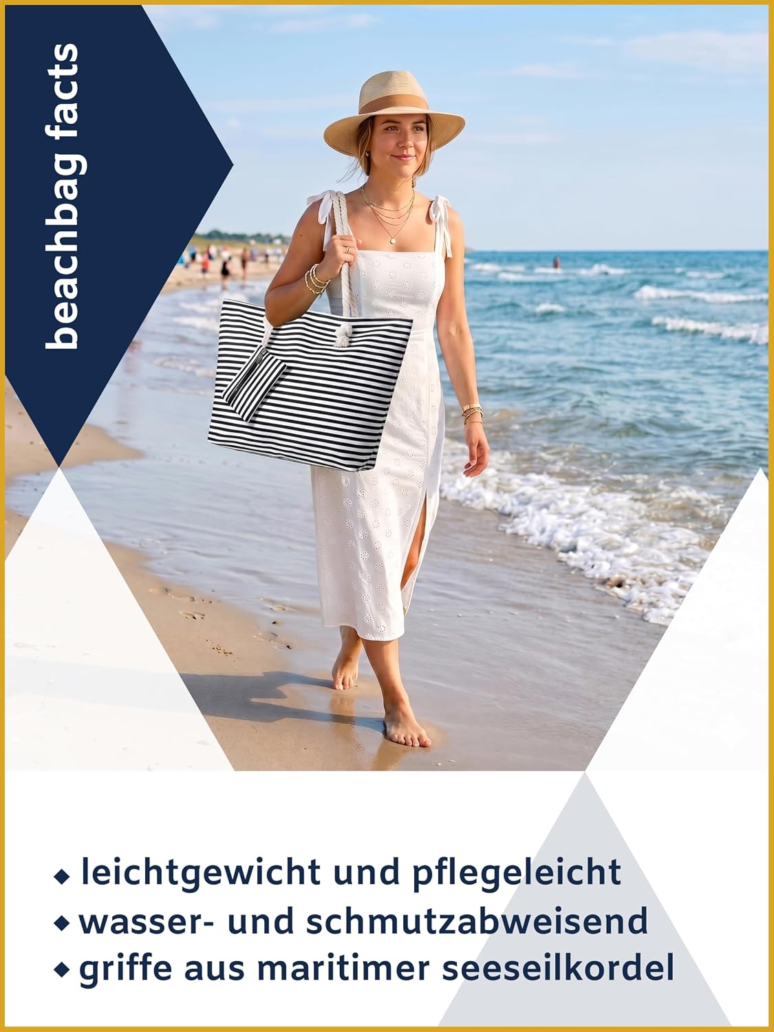 Thumbnail 4 de MASADA Badetasche XXL Familie Strandtasche Damen Beach Bag groß mit Reißverschluss – Small black stripes