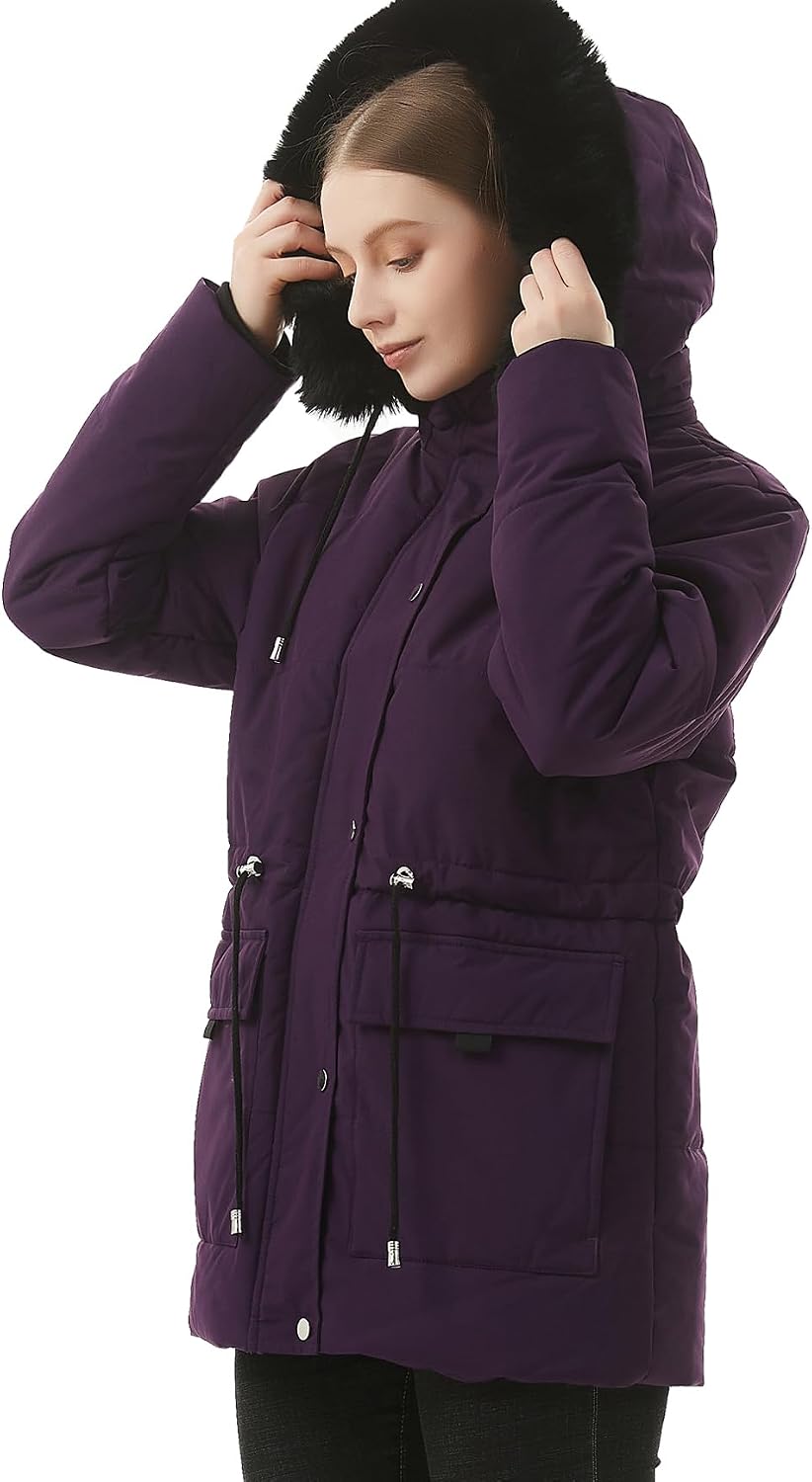 Thumbnail 3 de MOERDENG Women's Fleece-Lined Puffer Coat with Detachable Faux-Fur Hood