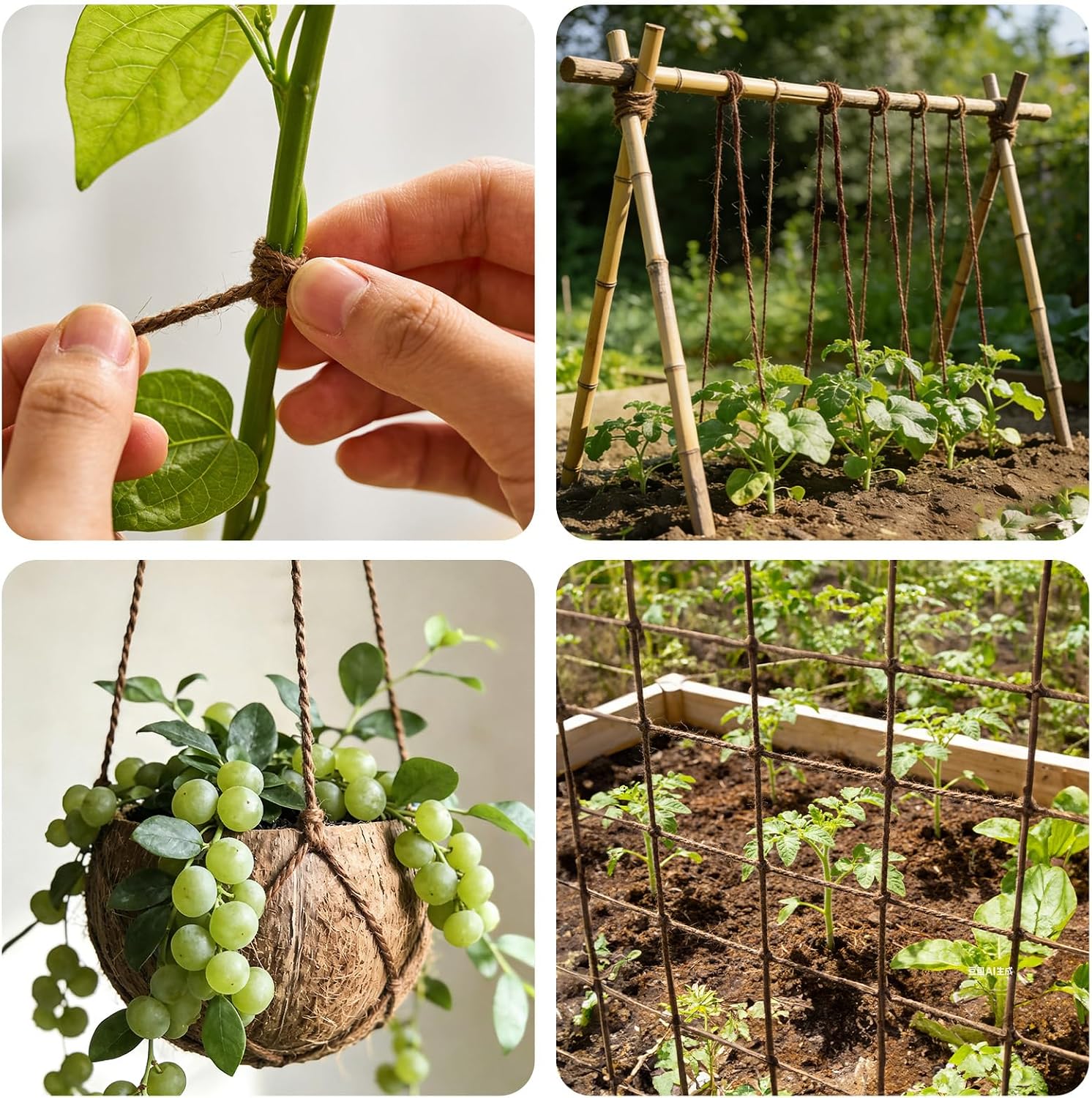 Detalle de jijAcraft 2mm Jute Schnur Braun – 100 m für DIY, Geschenkverpackung und Garten