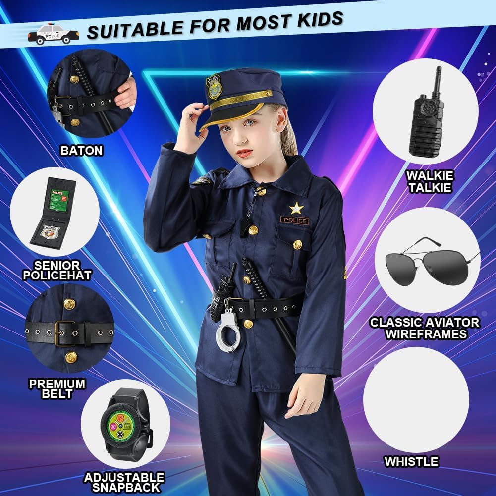 Detalle de AOMIG Politieagentenkostuum voor kinderen, 13-delige set in polyester