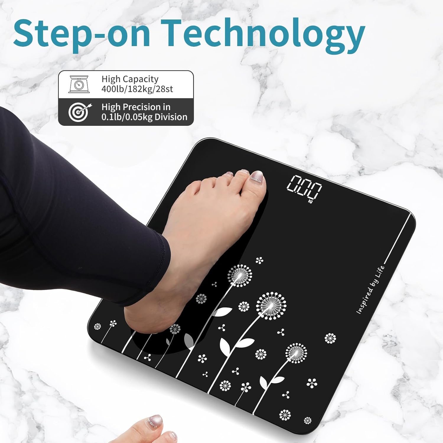 Thumbnail 2 de Vitafit Weighing Scales Body Weight with 0.1lb precision, Step-On LED, 28st/400lb (White)