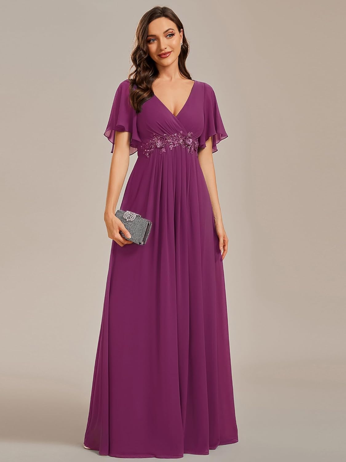 Thumbnail 2 de Ever-Pretty Chiffon V-Neck Mother of Bride Dress