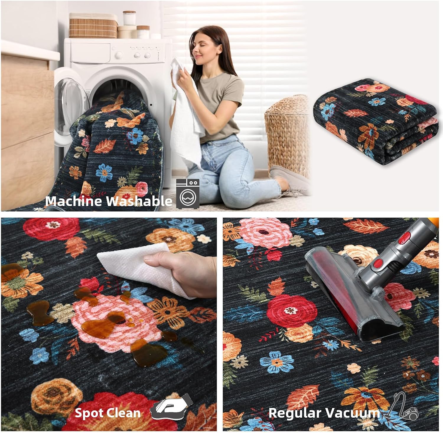 Thumbnail 4 de Machine Washable Runner Rug 2'x6' Floral Runner
