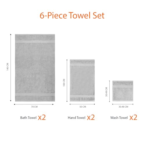 Detalle 2 de Amazon Basics Juego de Toallas Baño Completo: 6 piezas en 100% algodón, gris