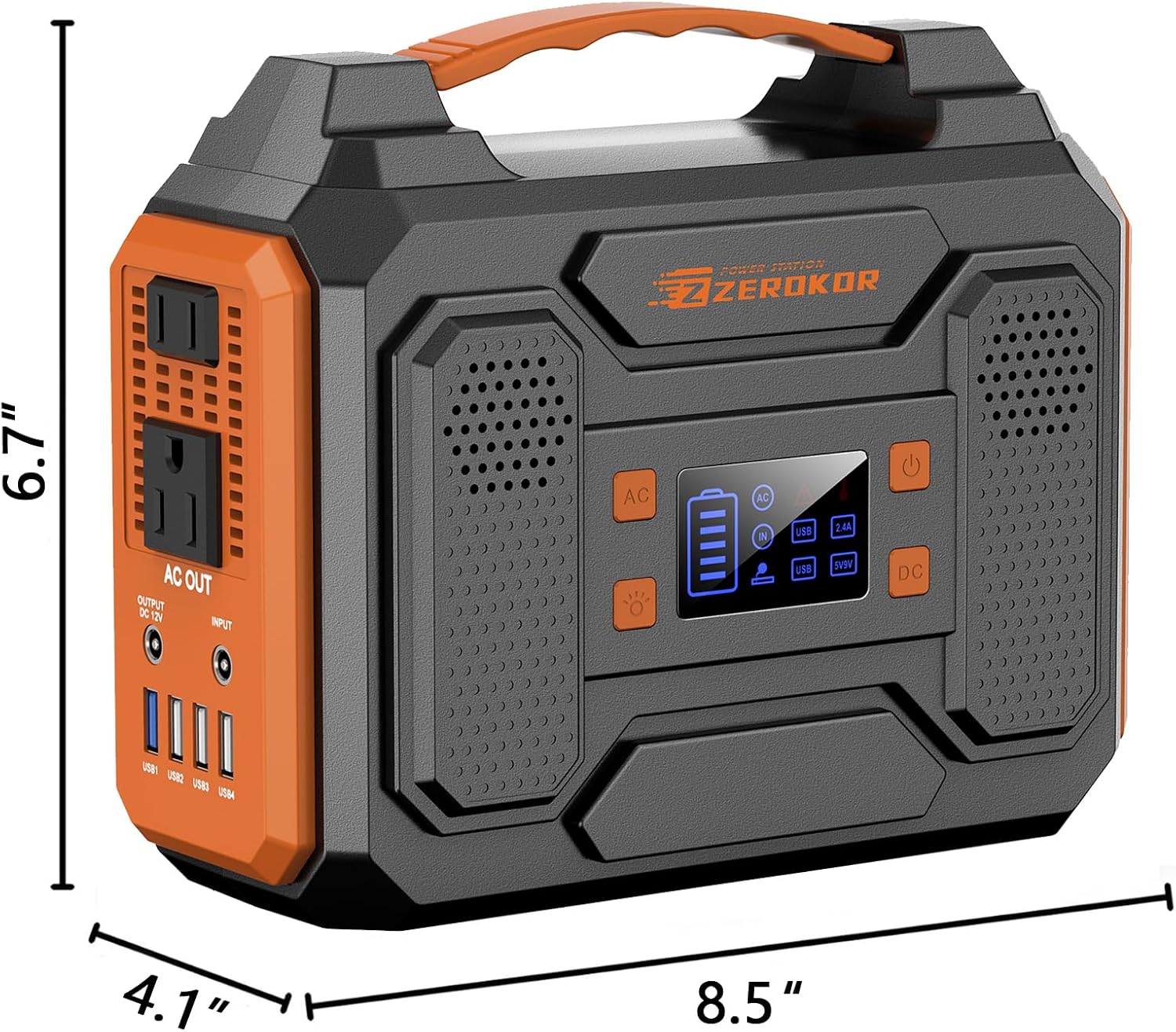 Detalle de ZeroKor R200 Portable Power Station, 280Wh, 300W, with 60W Solar Panel
