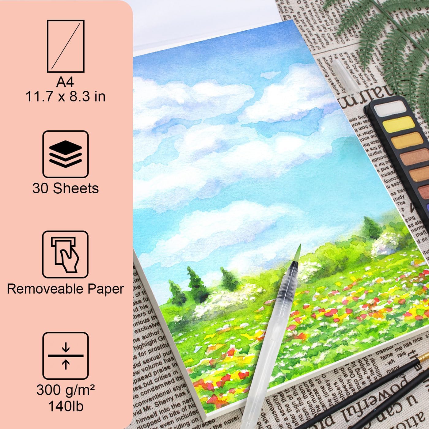 Thumbnail 1 de STATIONERY ISLAND A4 Watercolour Paper Pad (30 sheets, 300gsm, cold-pressed texture)