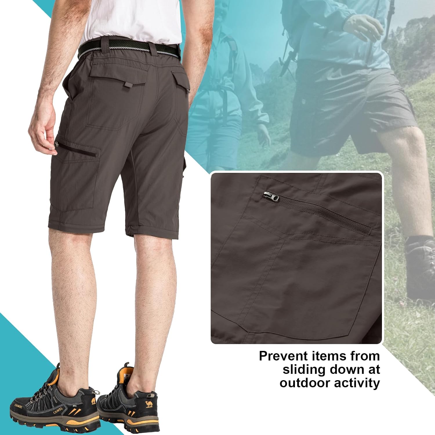 Thumbnail 4 de mosingle Men’s Walking Hiking Zip-Off Trousers (Safari lightweight quick-dry cargo)