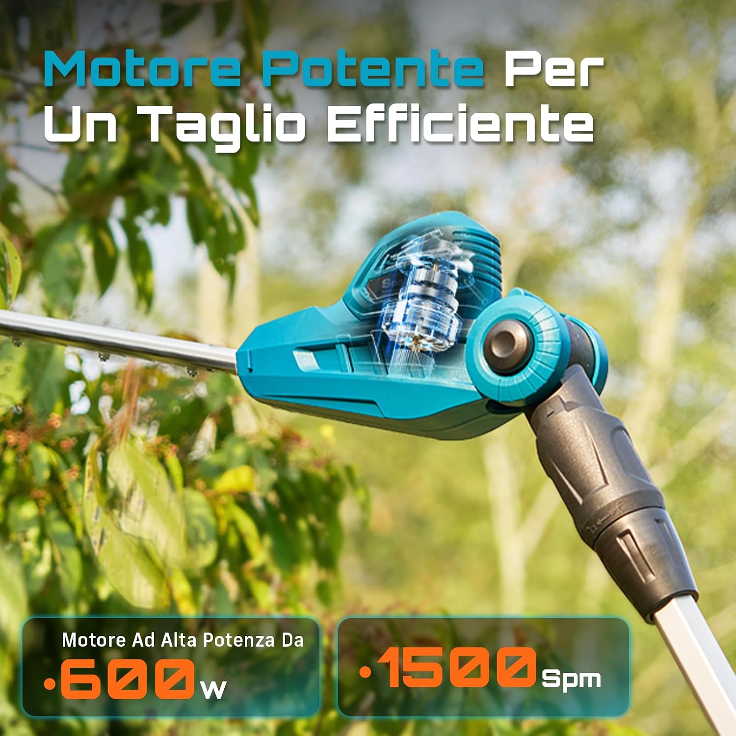 Thumbnail 6 de SEESII Tagliasiepi Telescopico a Batteria 2,6 m – Lama Doppia 40 cm, 2×4,0Ah, Testa 135°