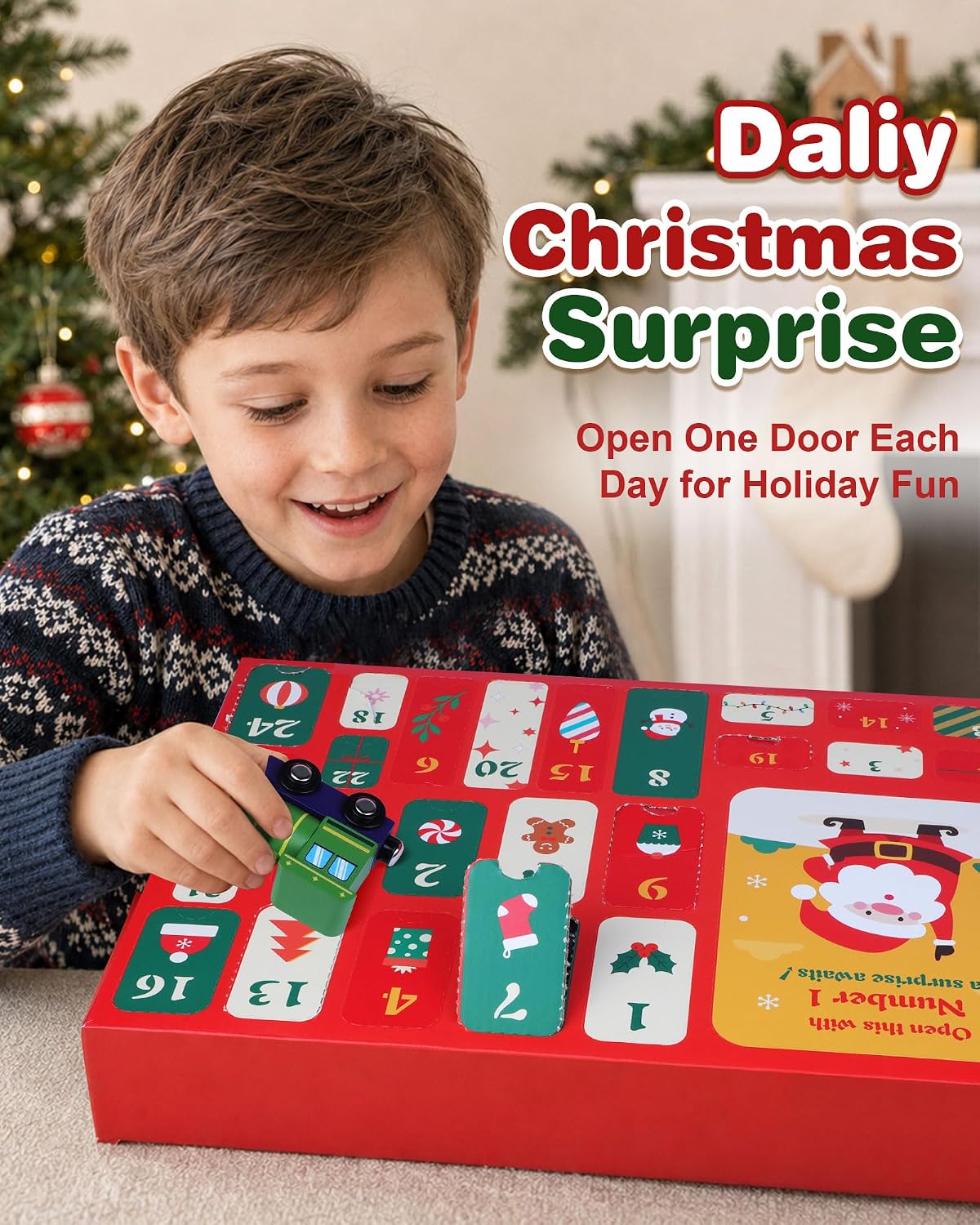 Detalle de RONSTONE 2026 Train Advent Calendar, Wooden Magnetic Railway Set