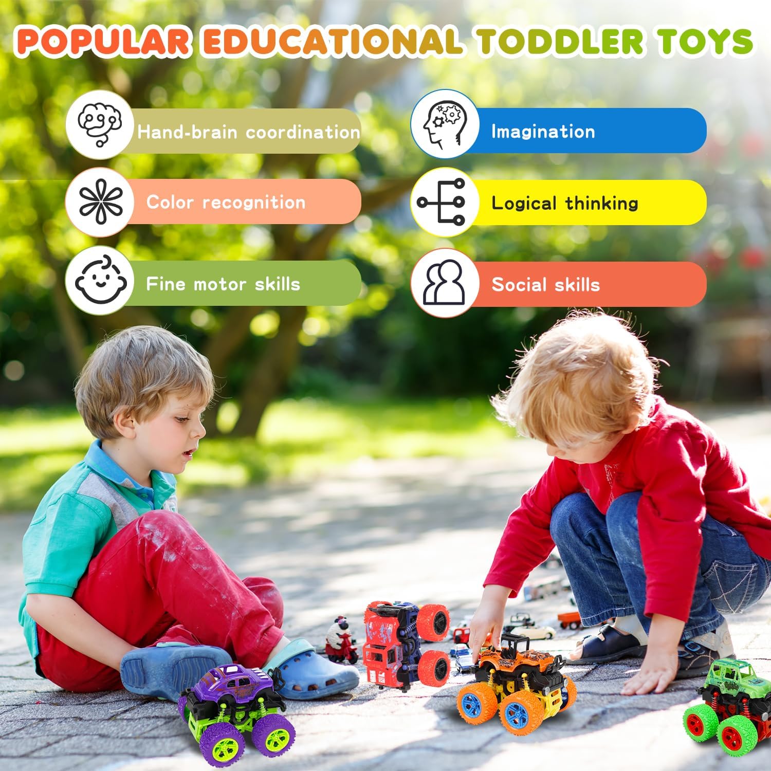 Thumbnail 3 de LEFEI Monster Truck Set for Boys Ages 3–7: 4-Pack Push & Go Stunt Cars