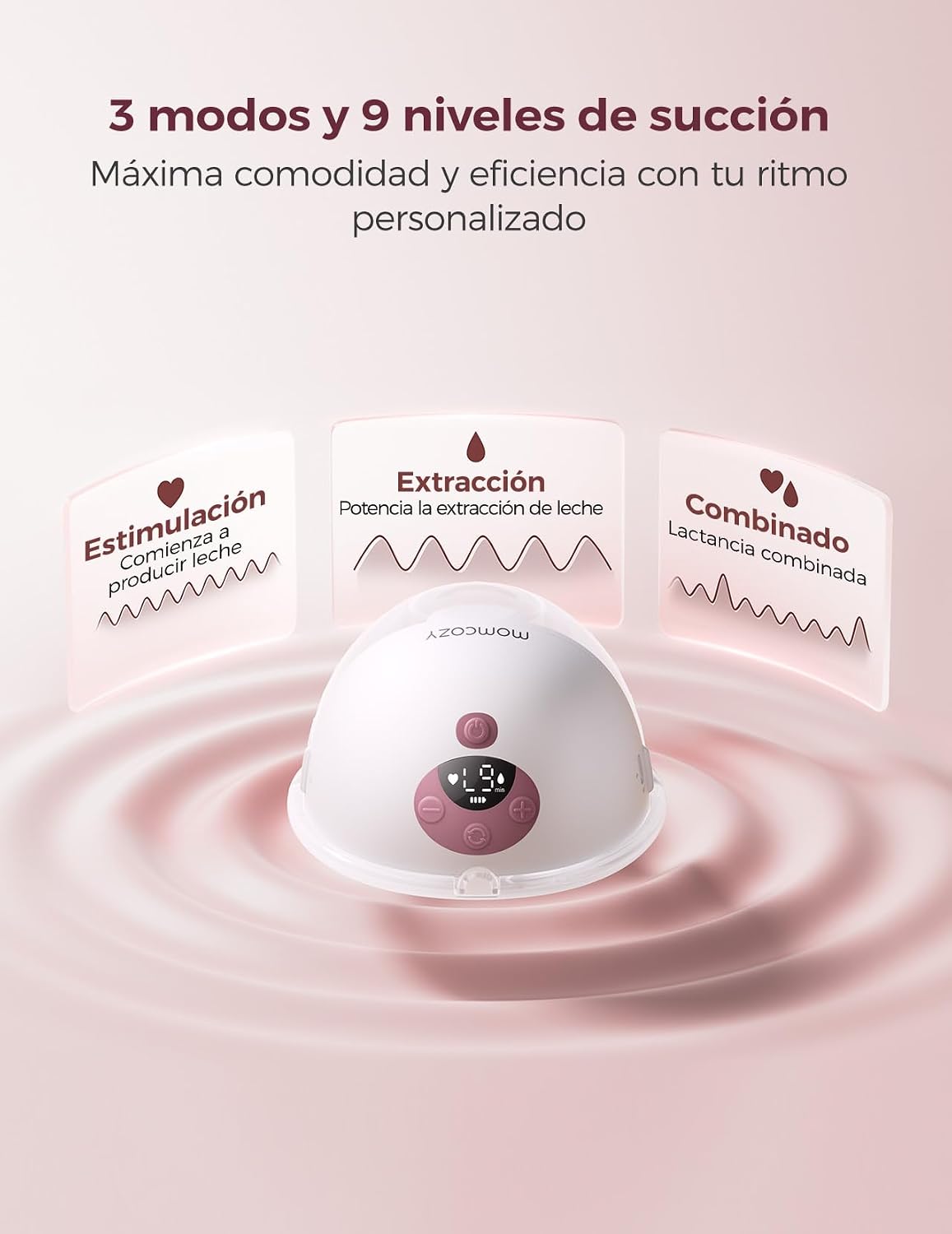 Detalle de Momcozy M5: Sacaleches Eléctrico Manos Libres con App, 3 Modos y Brida 24 mm