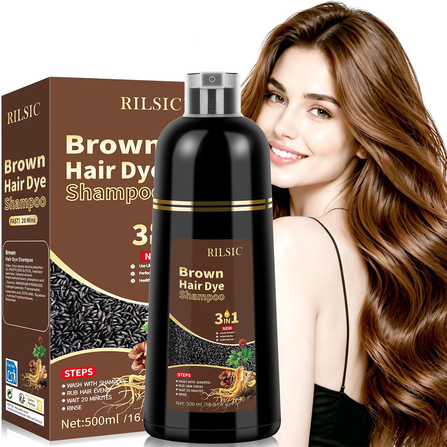 Thumbnail 6 de JELMOK Haarfärbeshampoo 3in1 – 500 ml Schwarz, gegen Grauhaar, sofort sichtbar