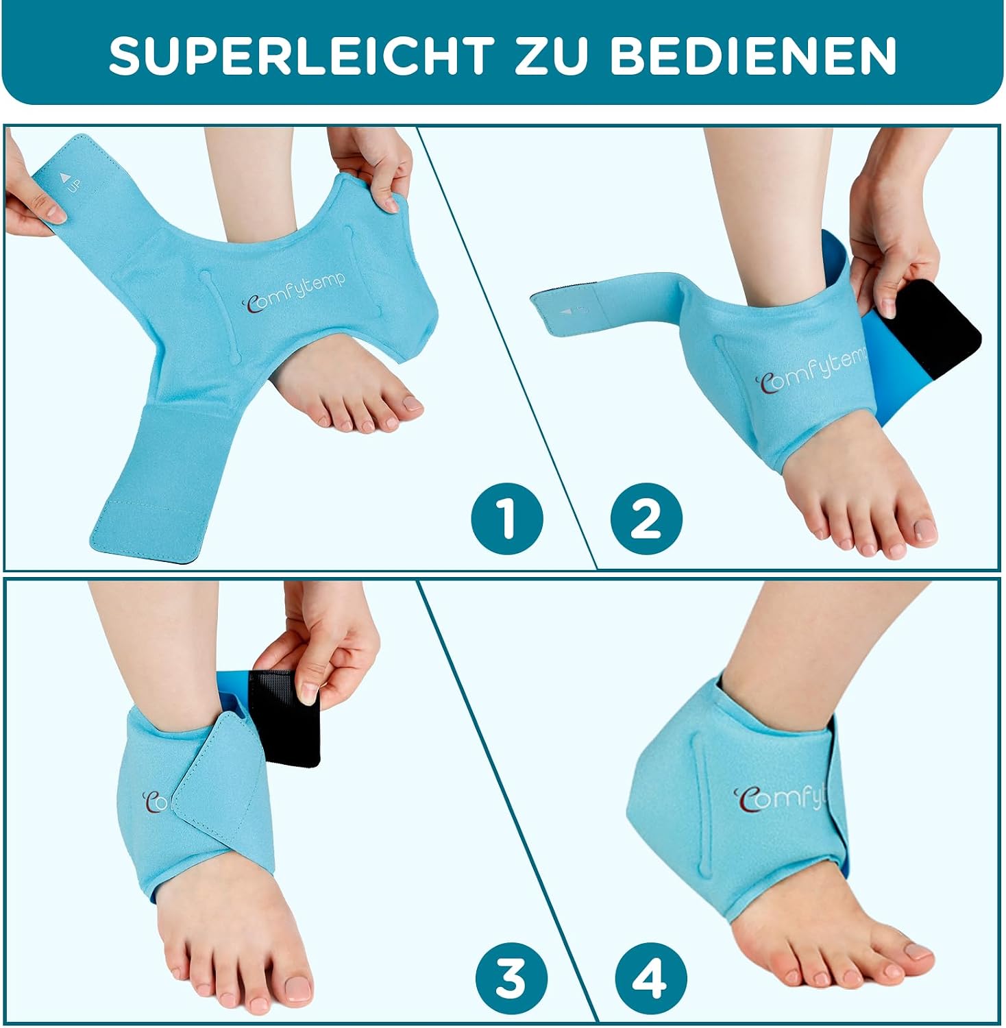 Thumbnail 5 de Comfytemp koelbandage voor enkel en voet, gel, herbruikbaar, 30 x 11 cm